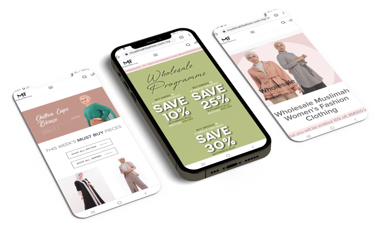 Mobile design mock up for SEO Case study Malaysia - SEO Muslimah fashion