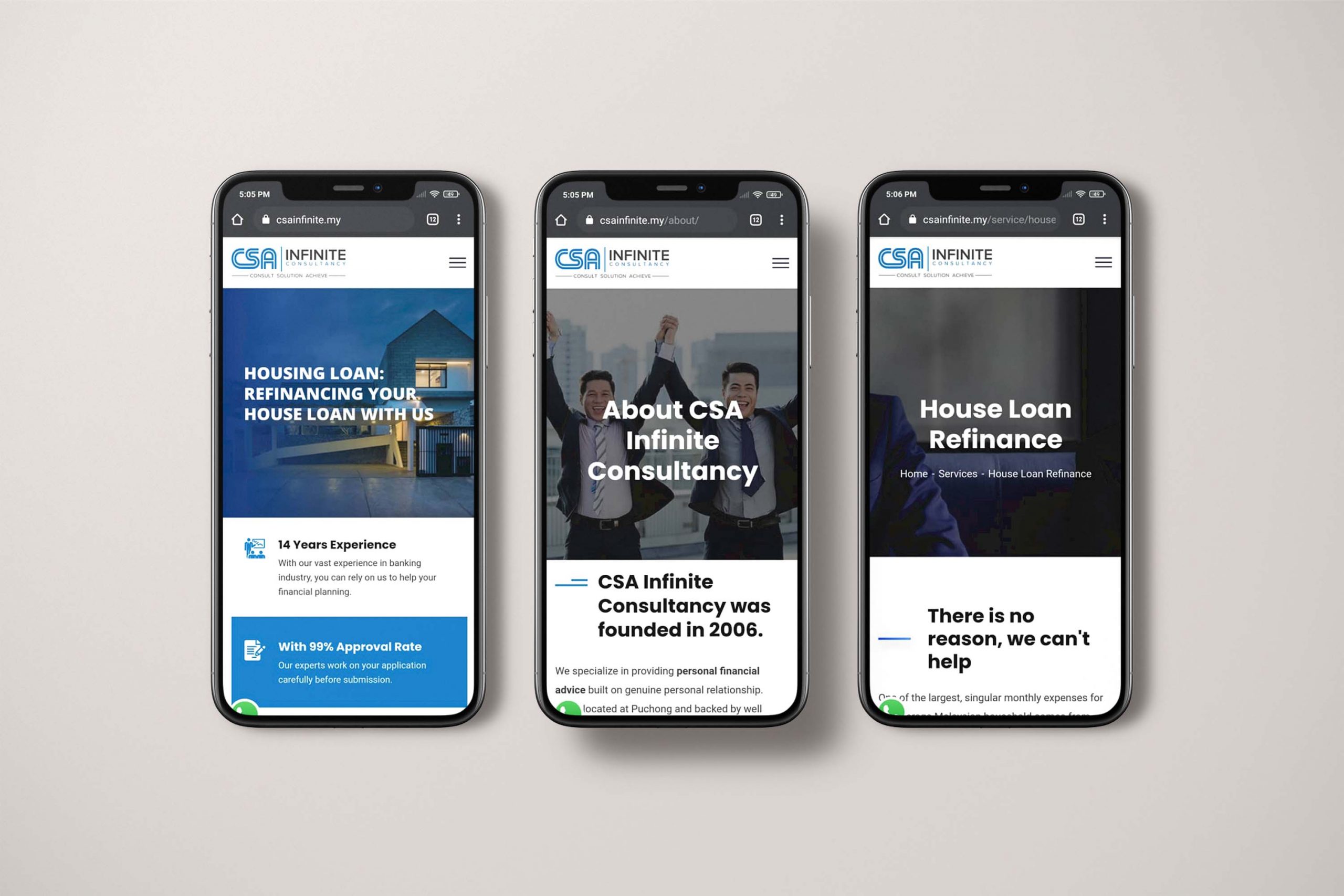 CSA Infinite Consultancy web design portfolio mockup