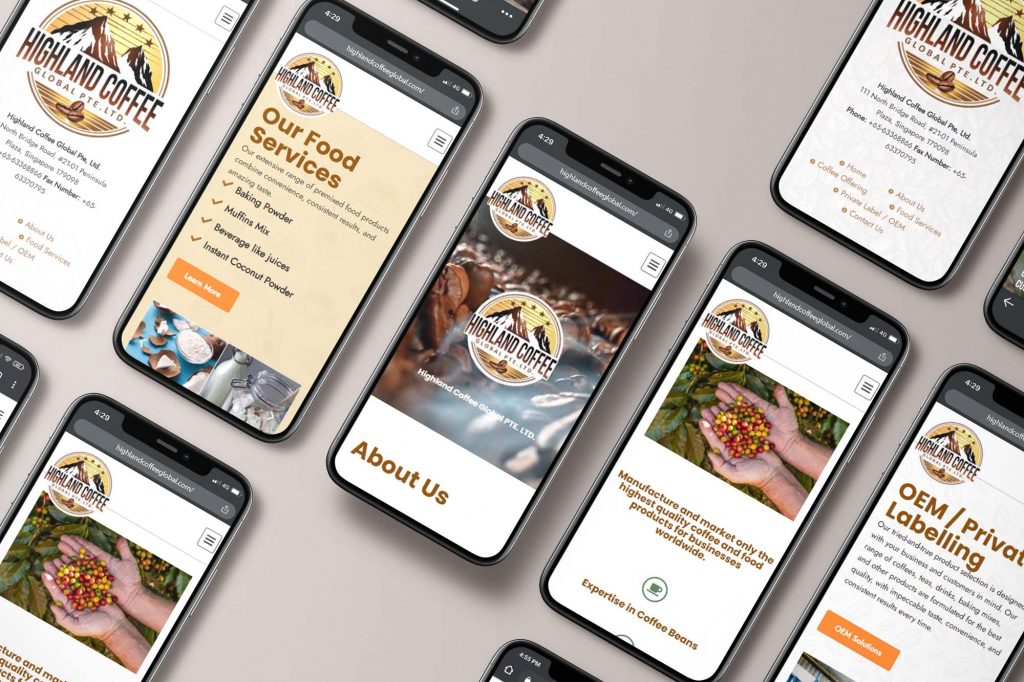 Highland coffee global web design portfolio mockup