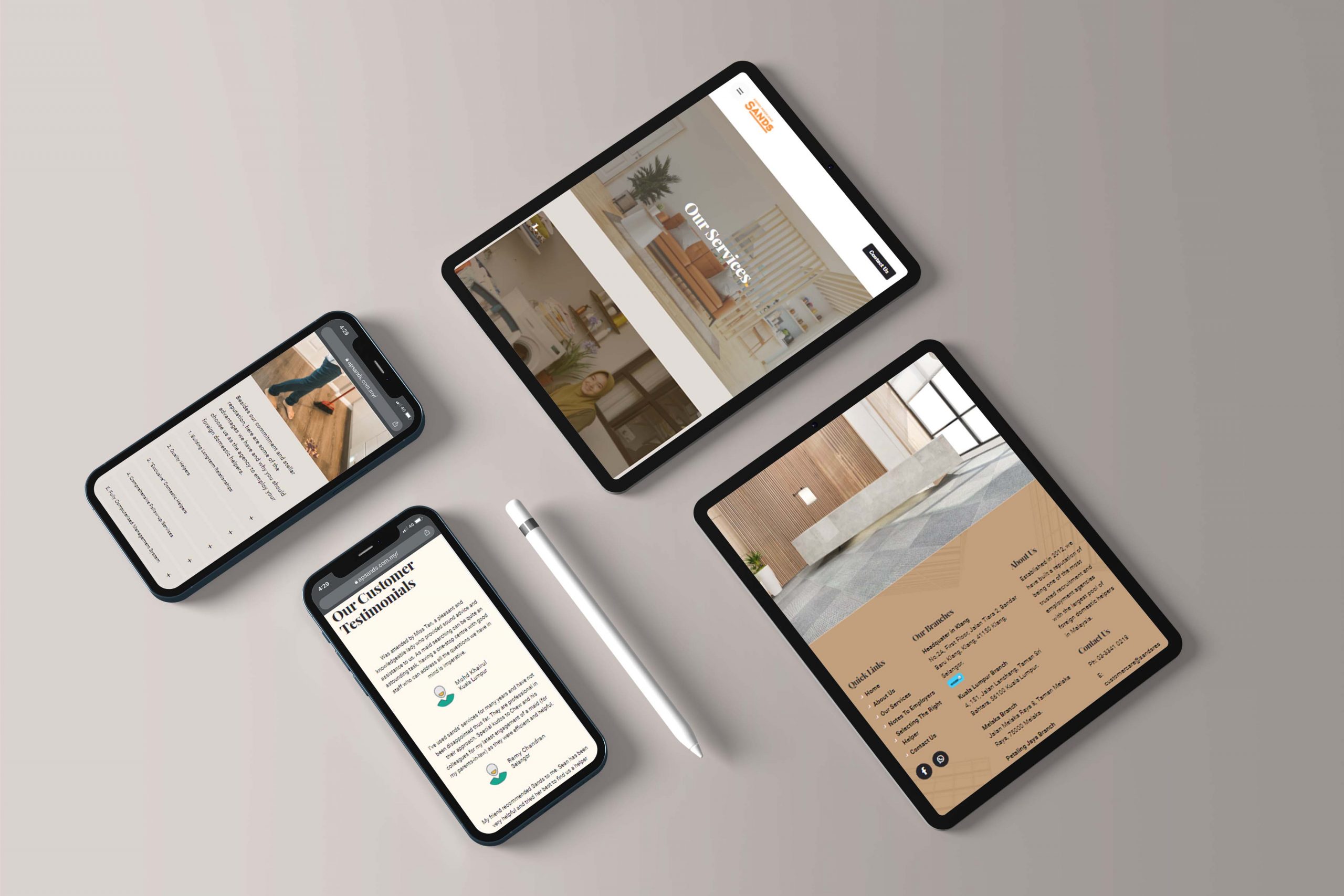Agensi Pekerjaan Sands web design portfolio mockup