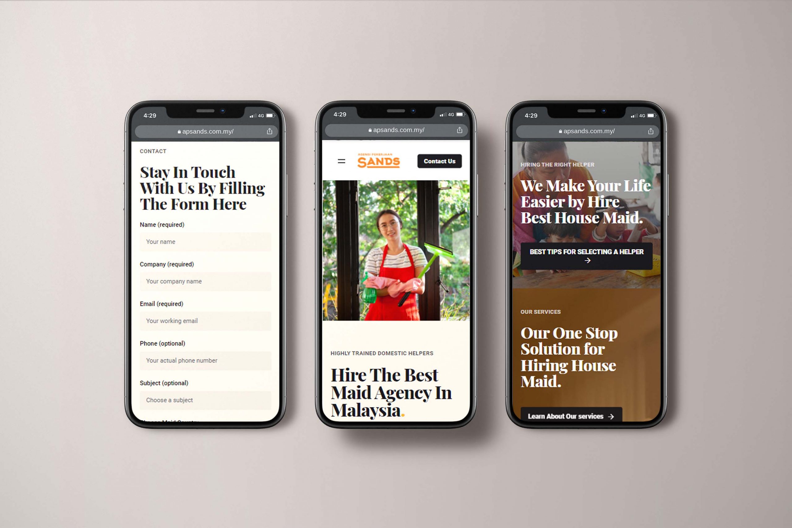 Agensi Pekerjaan Sands web design portfolio mockup