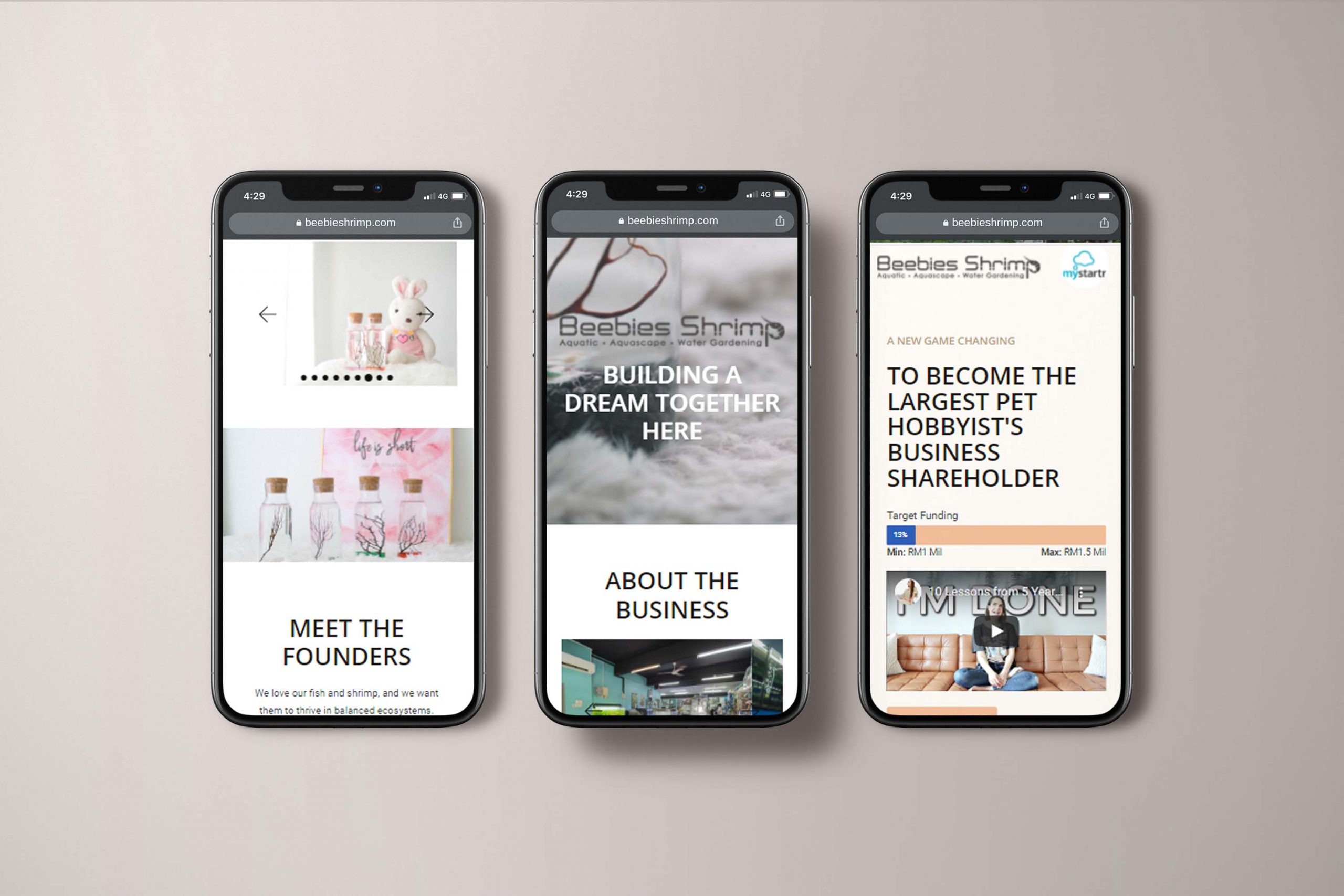 Beebies Shrimp web design portfolio mockup