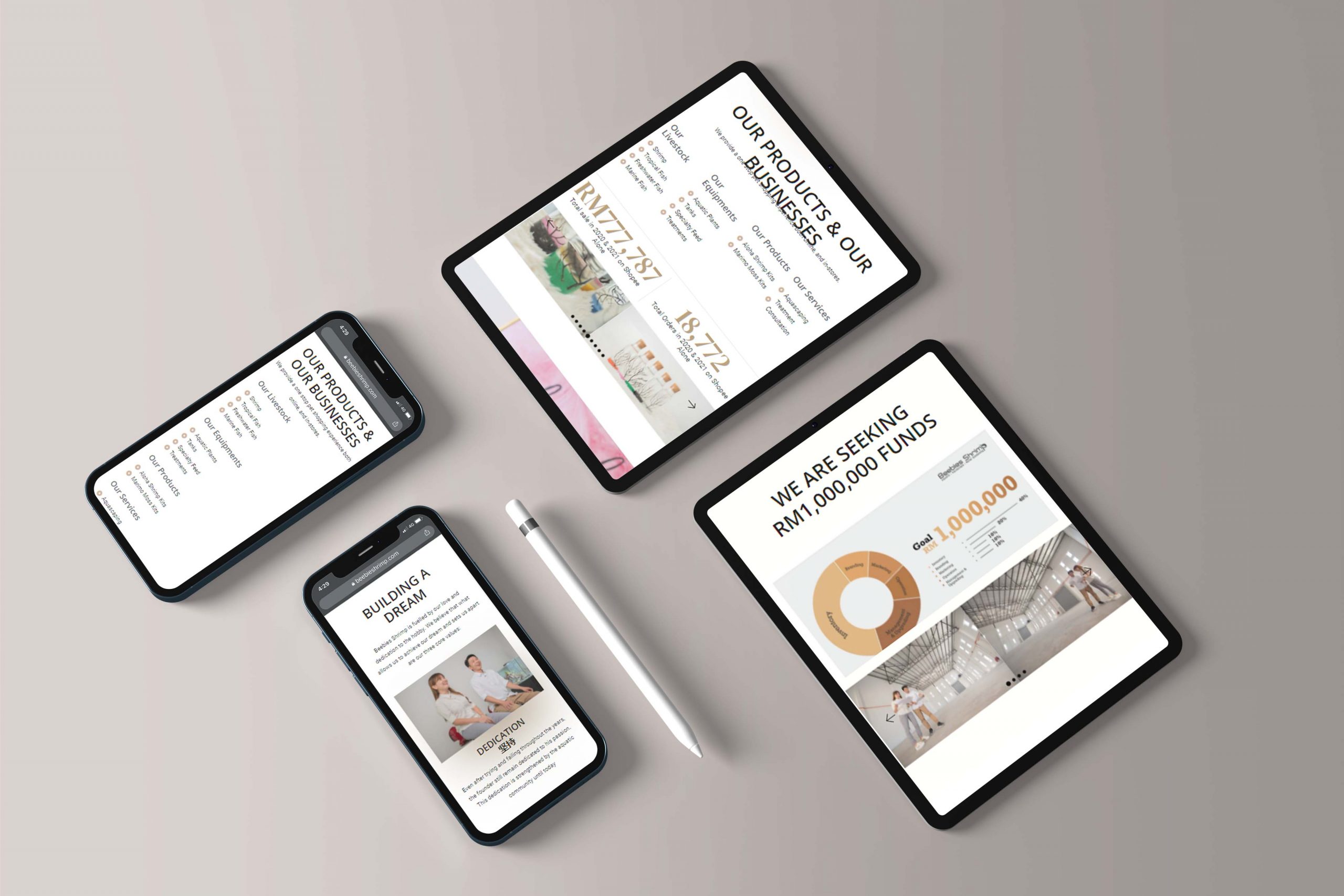 Beebies Shrimp web design portfolio mockup