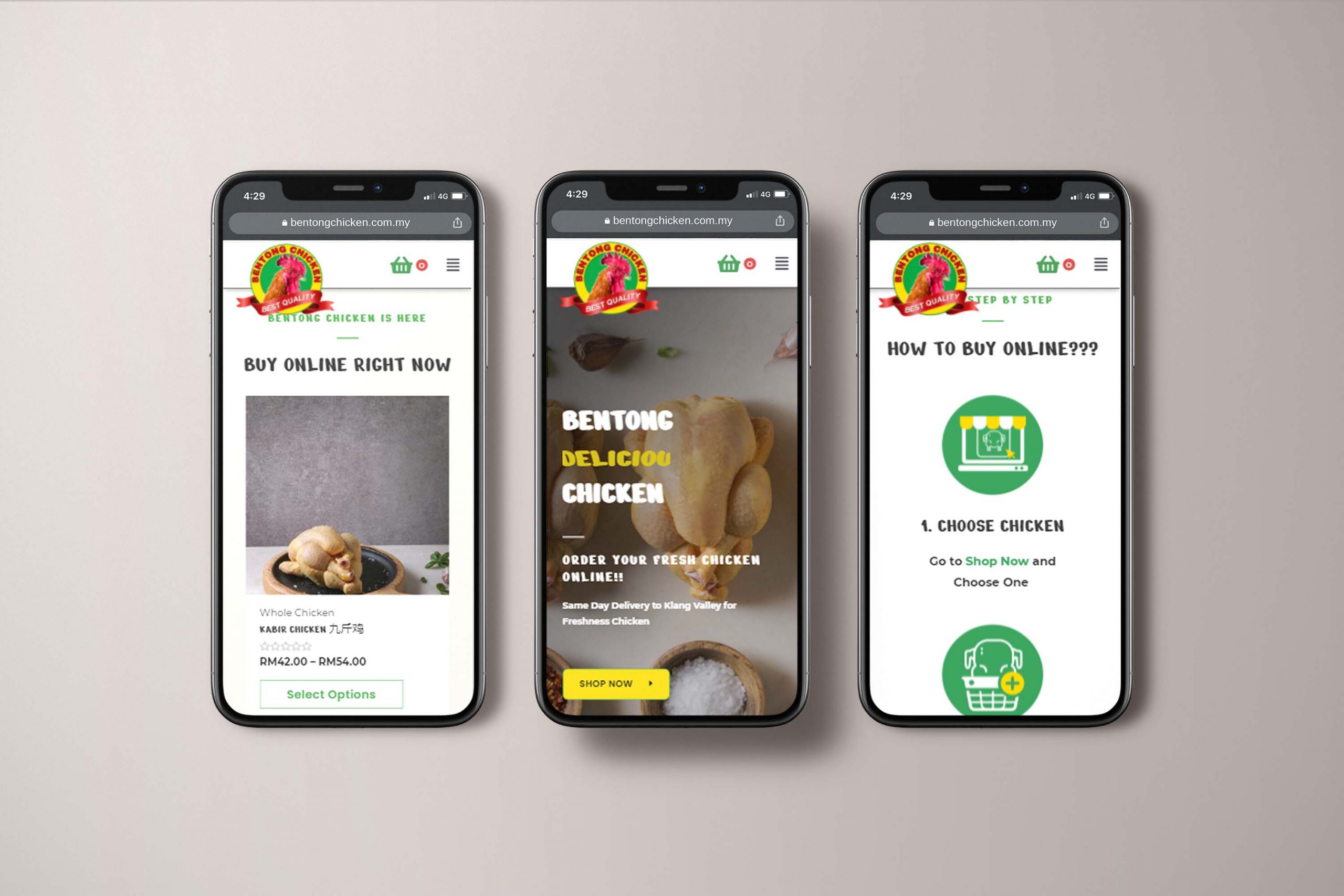 Bentong Chicken web design portfolio mockup