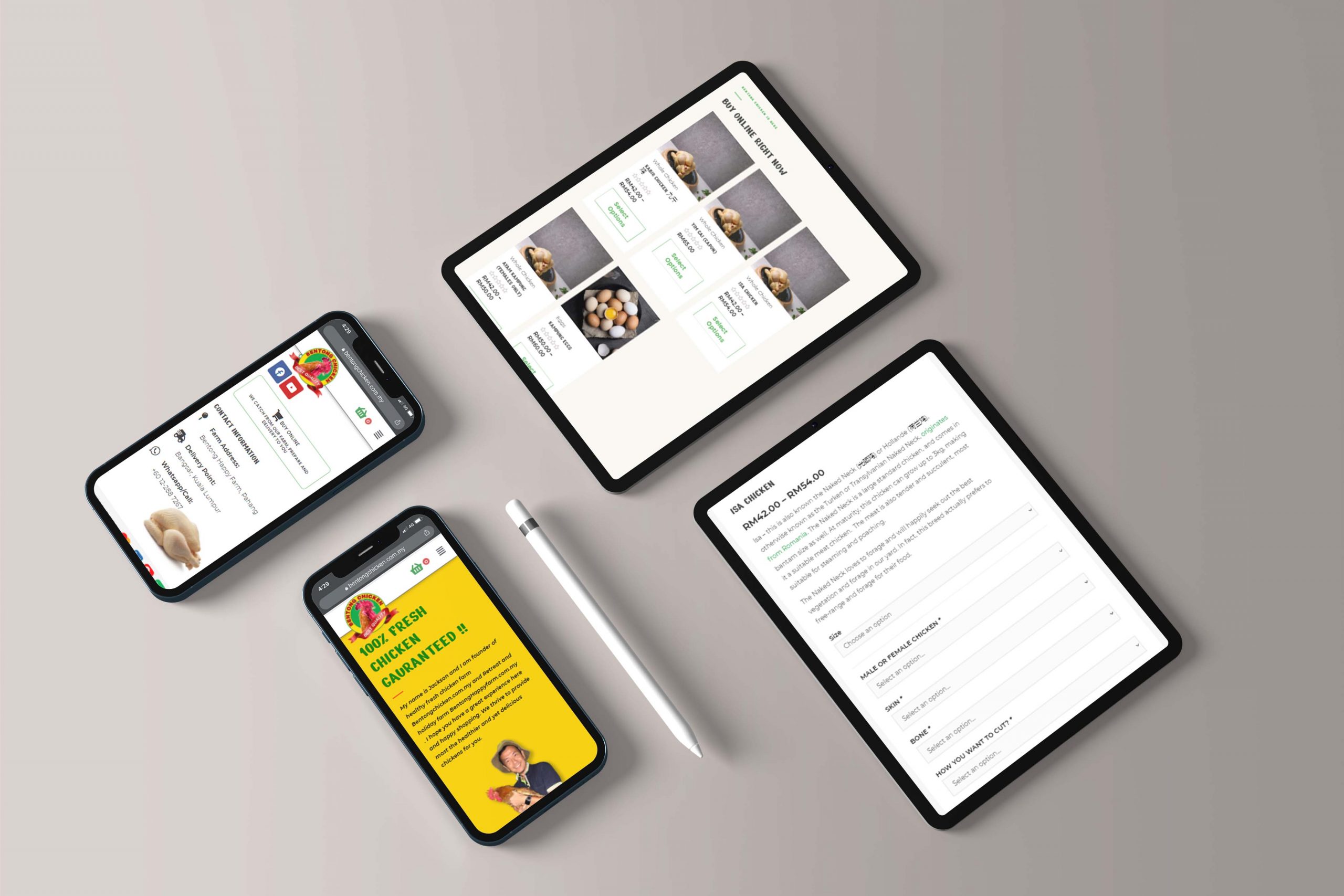 Bentong Chicken web design portfolio mockup