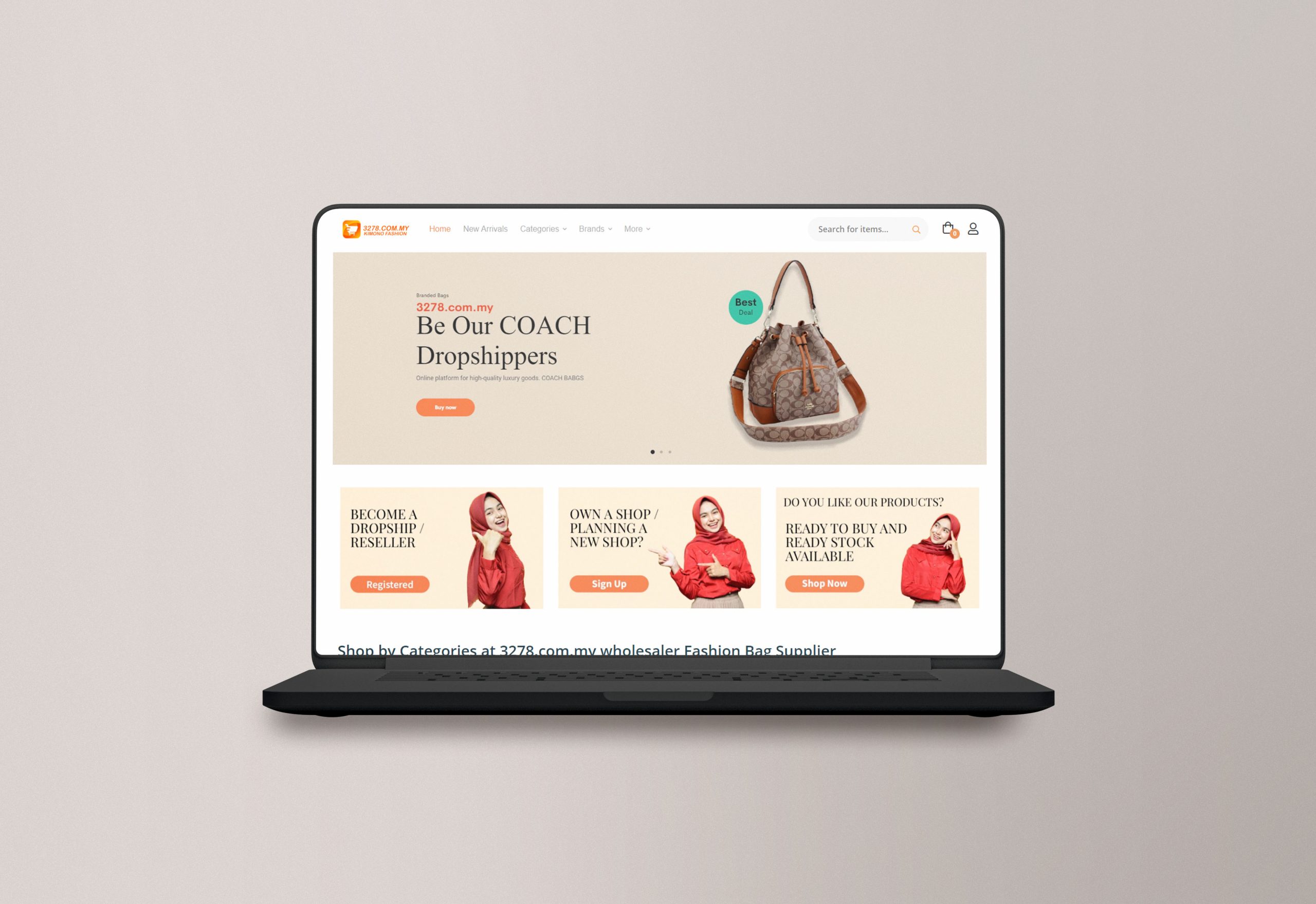 Kimono Fashion 3278 web design portfolio mockup