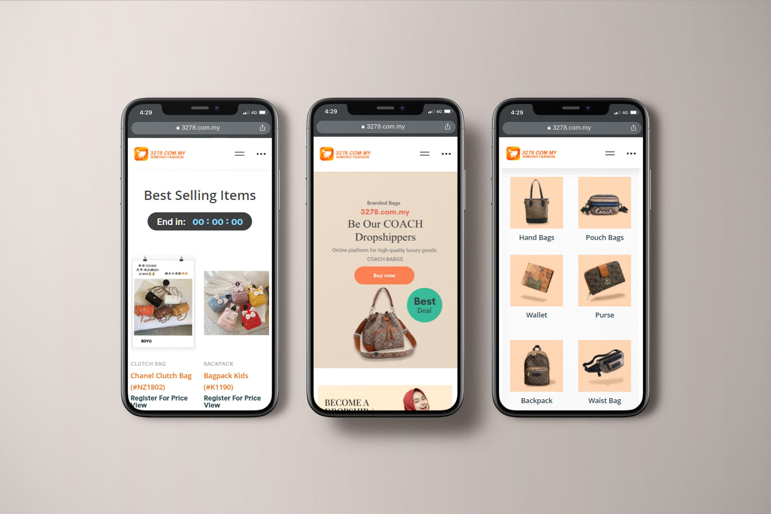 Kimono Fashion 3278 web design portfolio mockup