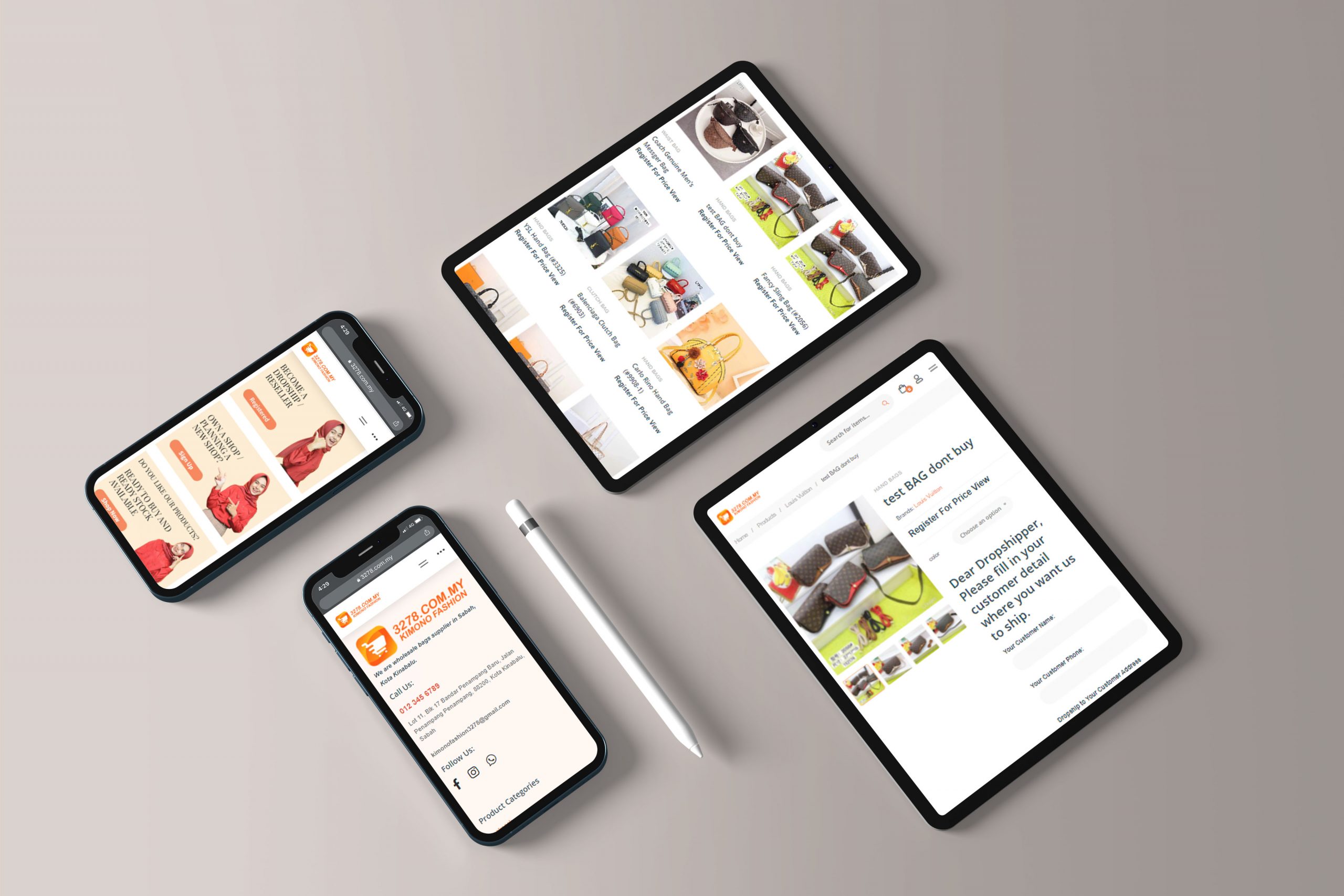 Kimono Fashion 3278 web design portfolio mockup