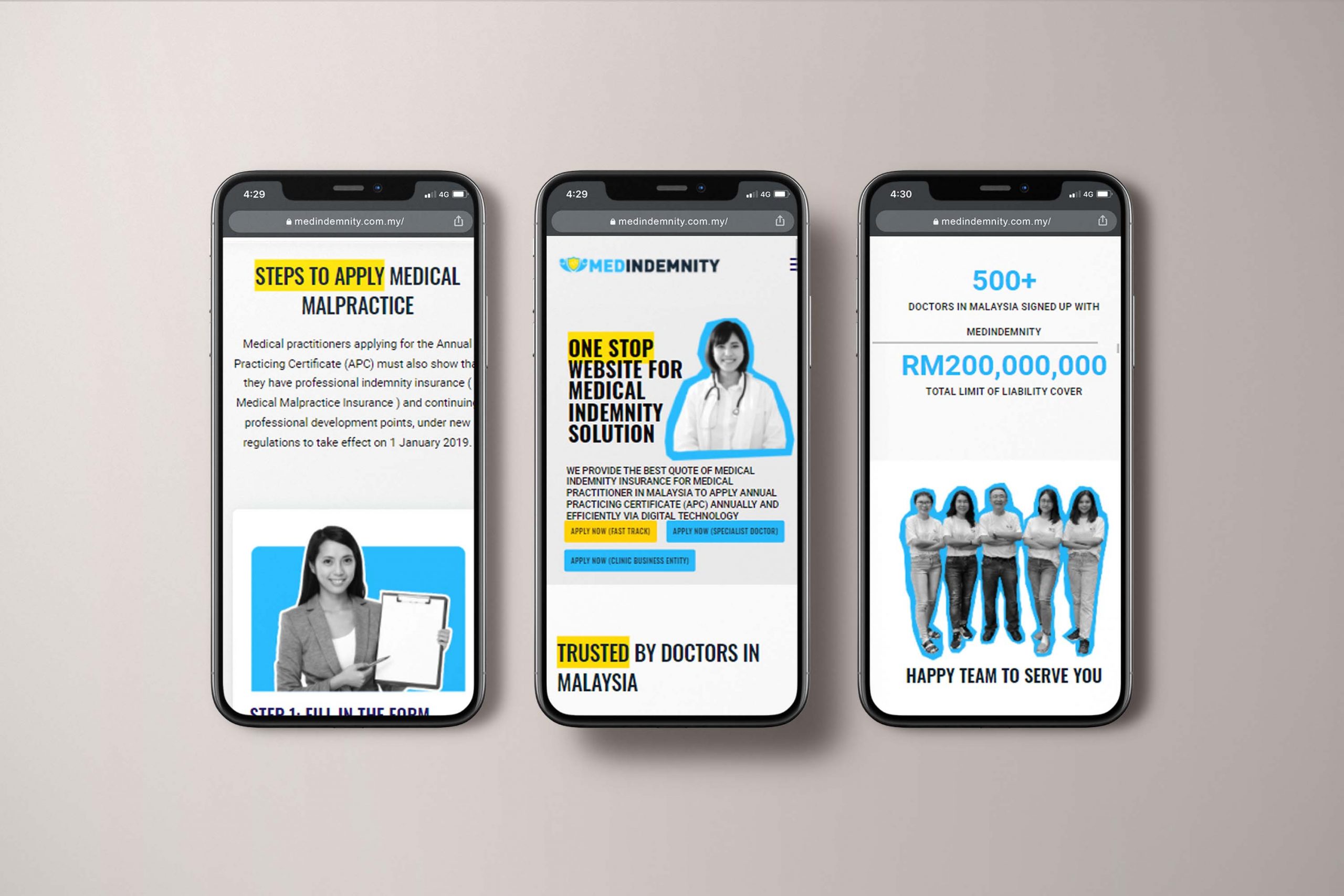 Medindemnity web design portfolio mockup