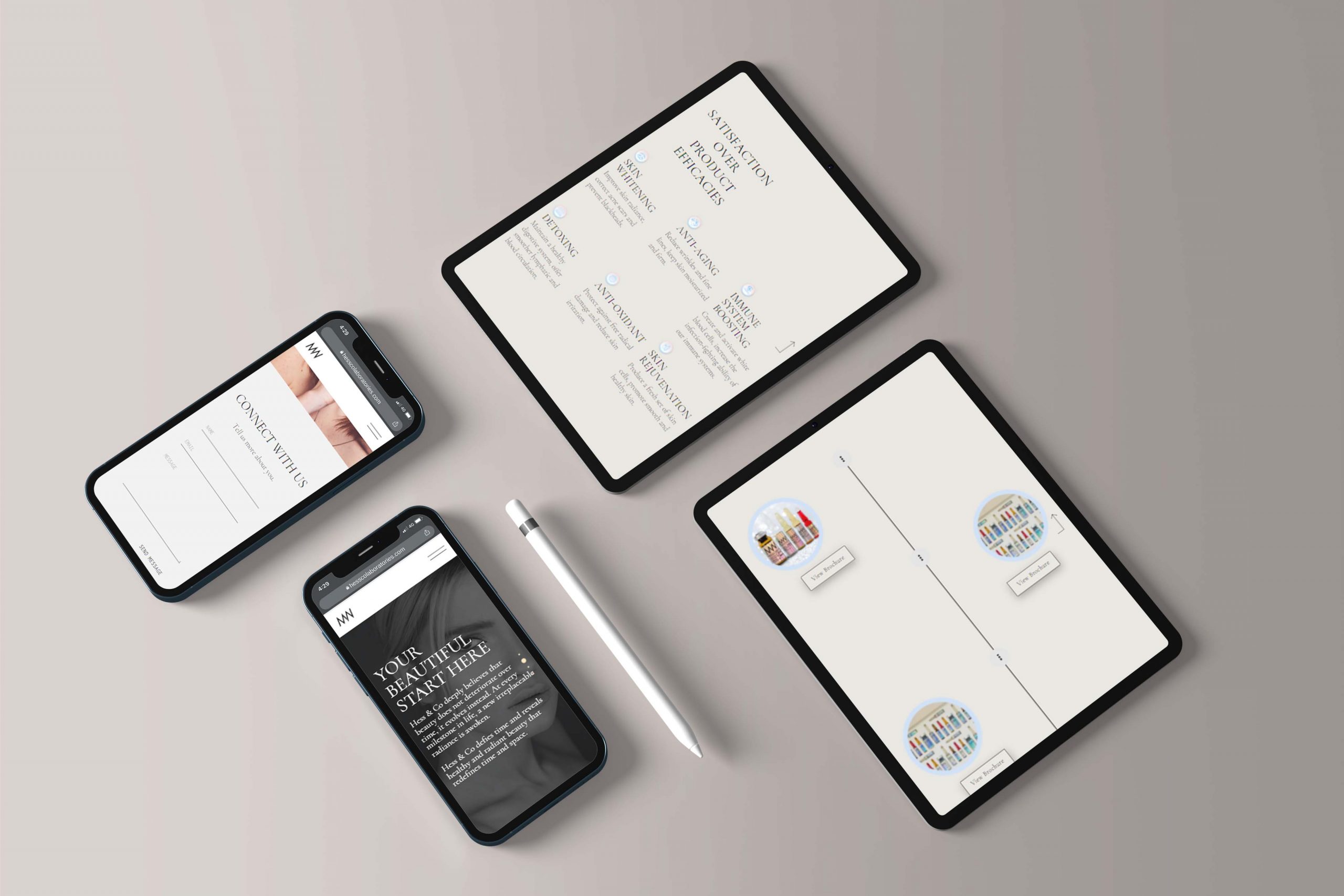 Miracle White web design portfolio mockup