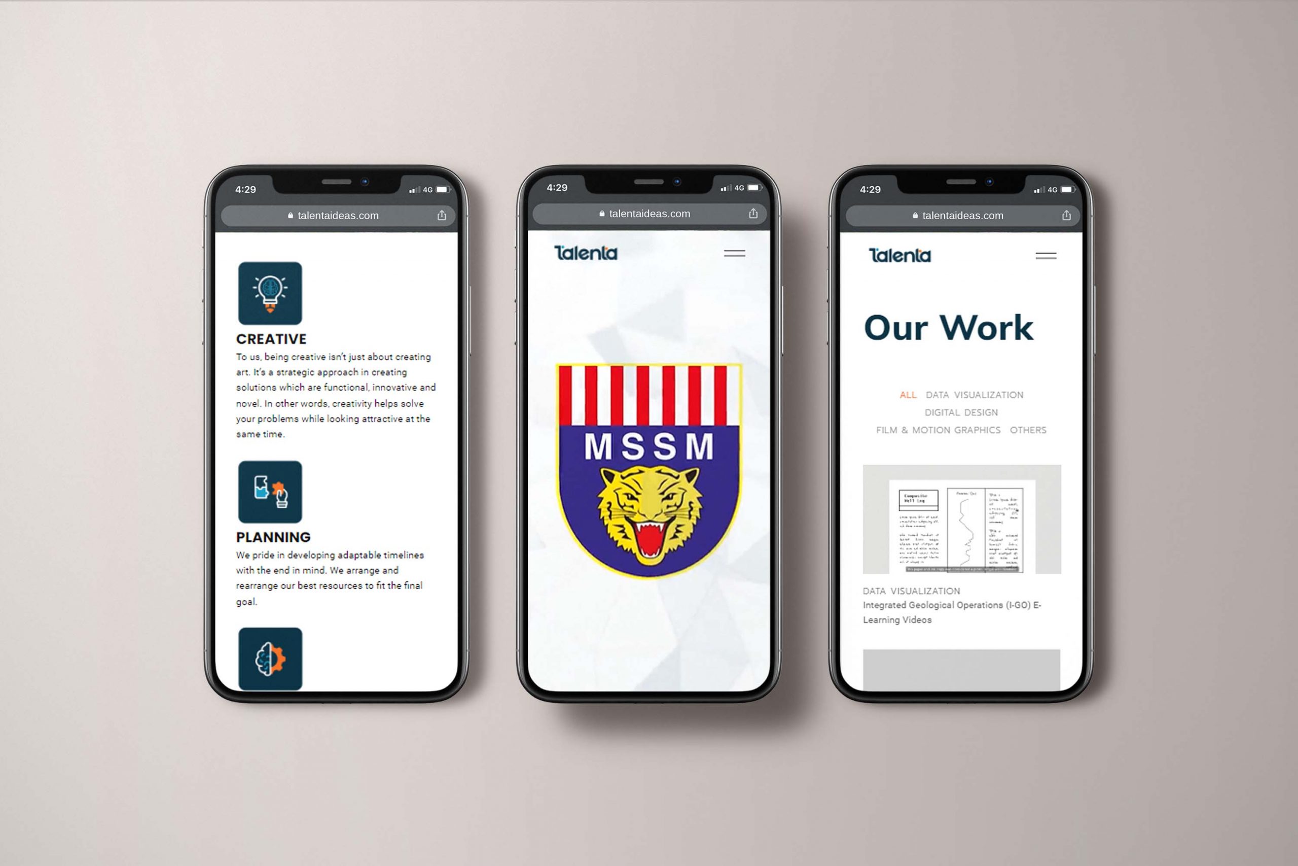 Talenta web design portfolio mockup