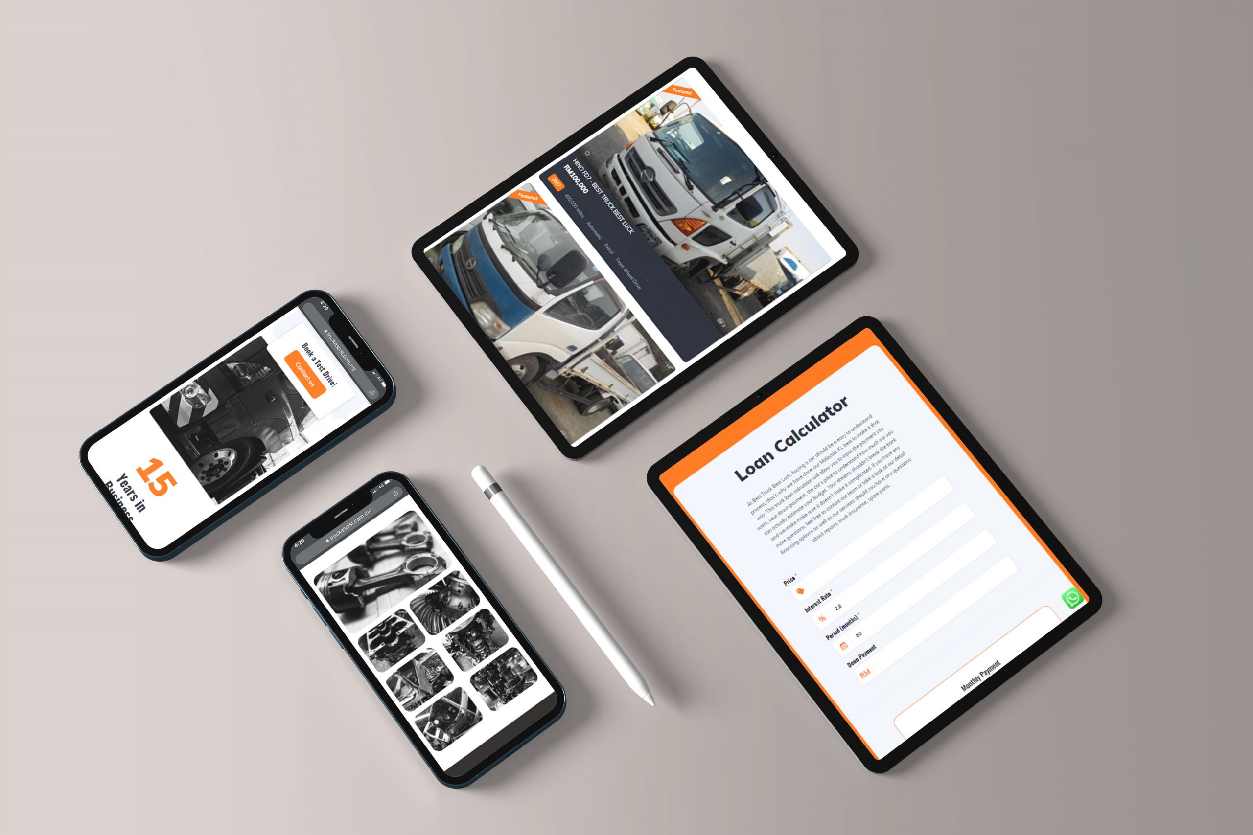 Truck assist web design portfolio mockup