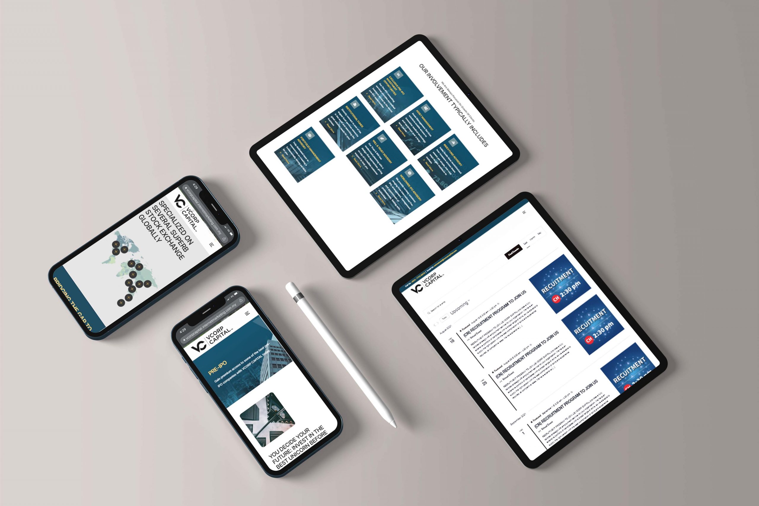 Vcorp Capital web design portfolio mockup