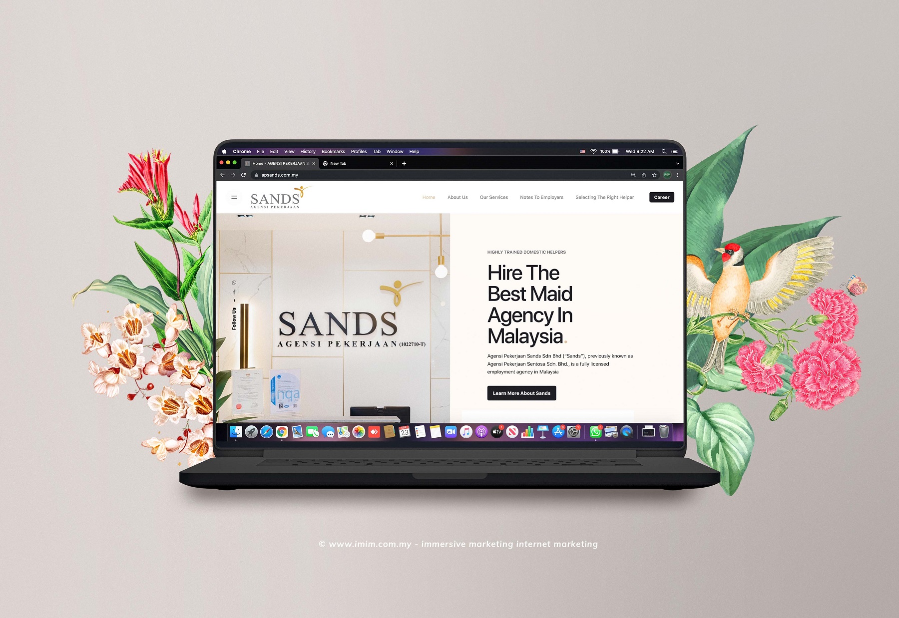 Agensi Pekerjaan Sands Web Design Portfolio a mockup screen from website designer in Pj Malaysia by IMIM