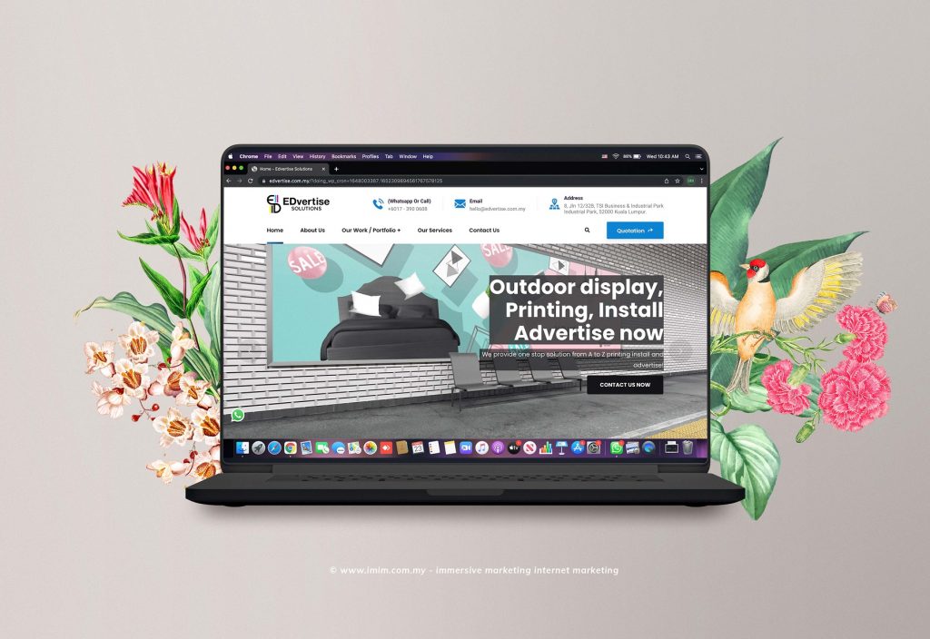 Edvertise Web Design Portfolio a mockup screen from website designer in Pj Malaysia by IMIM