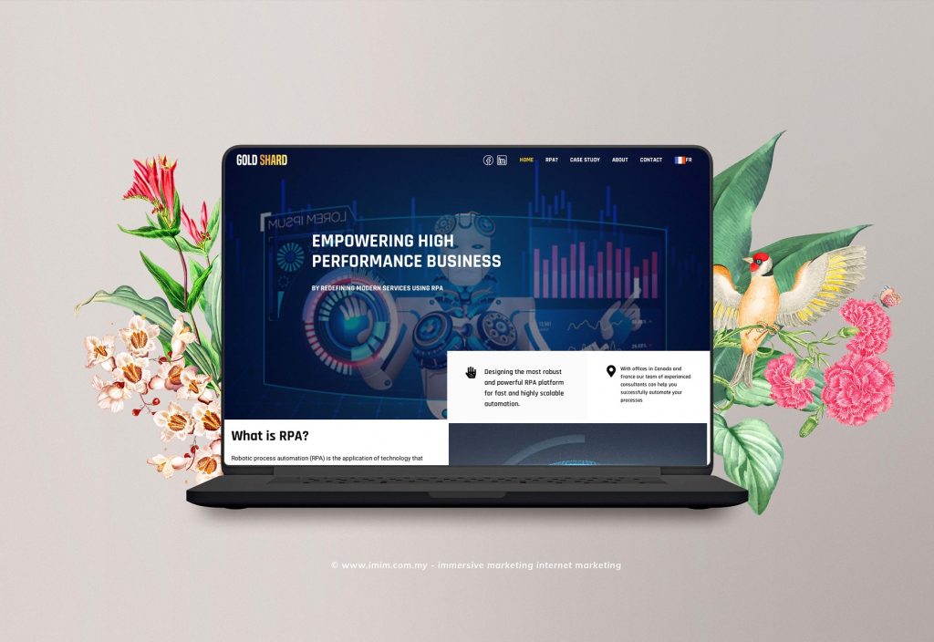 Goldshard Web Design Portfolio a mockup screen from website designer in Pj Malaysia by IMIM