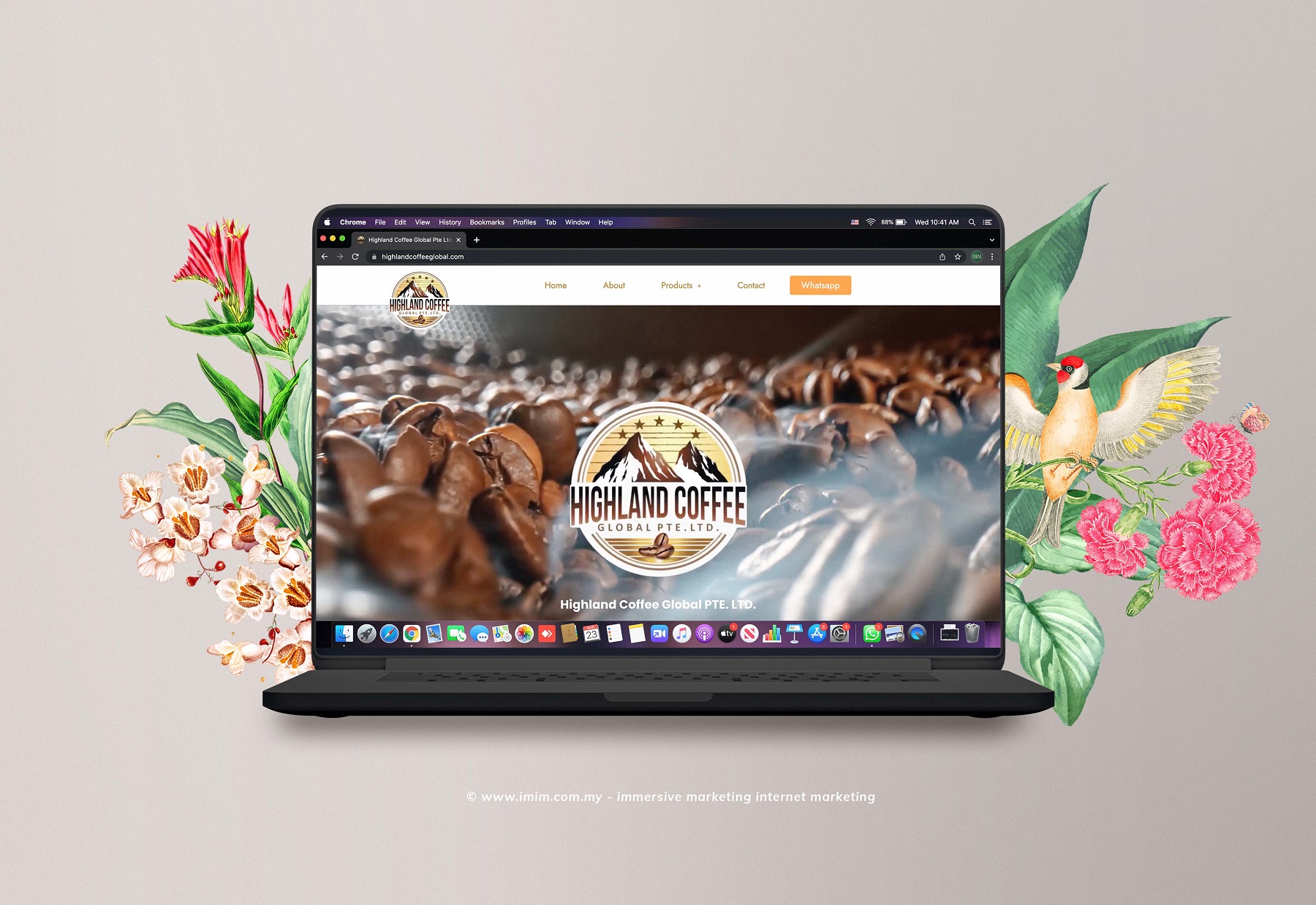 Highland Coffee Web Design Portfolio a mockup screen from website designer in Pj Malaysia by IMIM