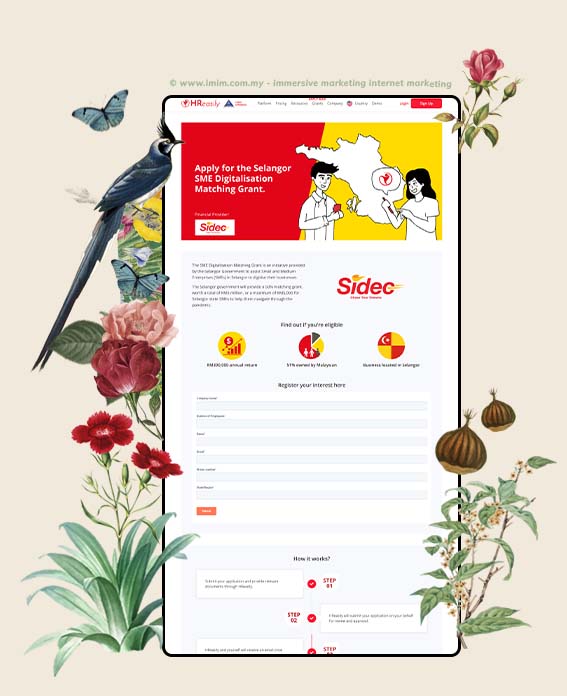 SIDEC Website - Selangor SME Grants 2022 a website from sidec