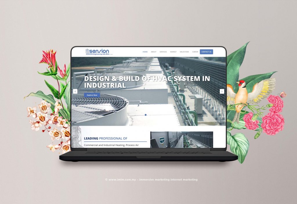 Sension Web Design Portfolio a mockup screen from website designer in Pj Malaysia by IMIM
