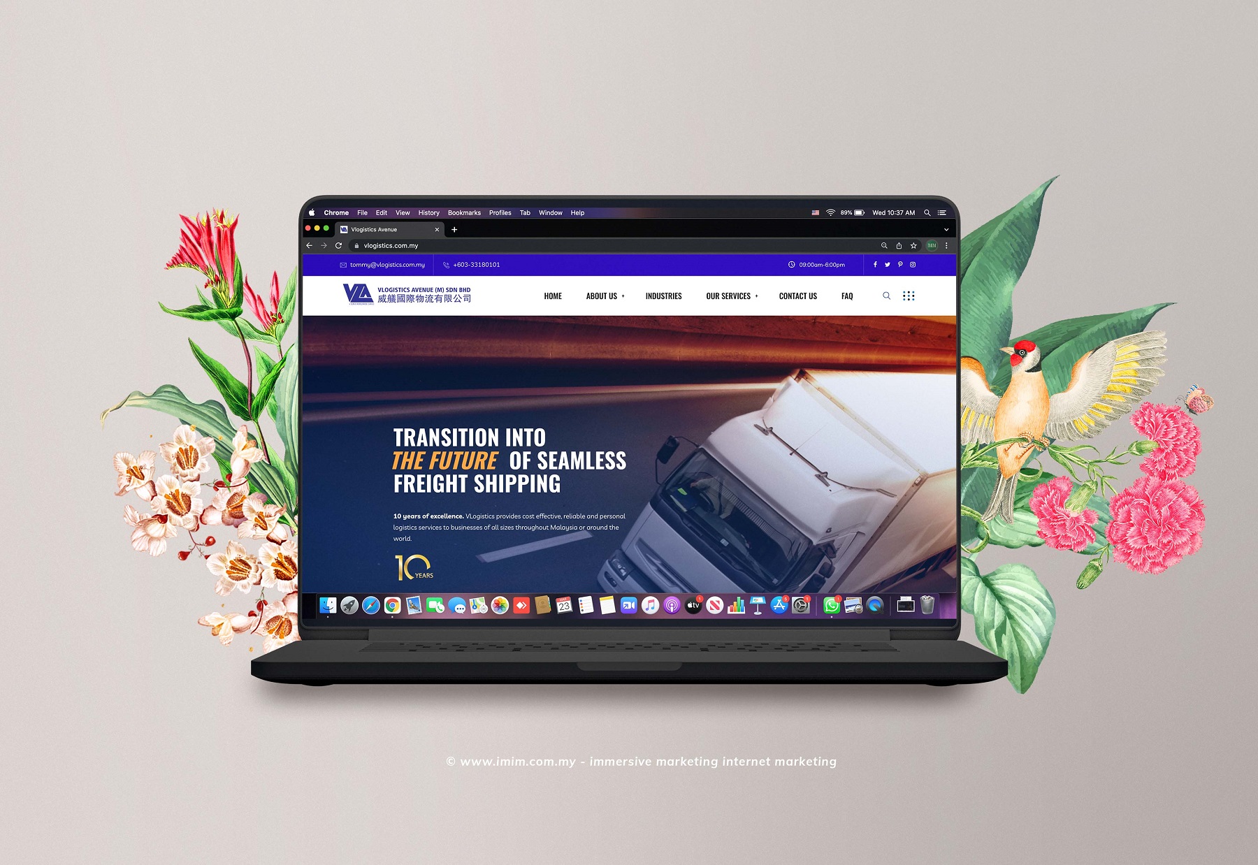 Vlogistics Web Design Portfolio a mockup screen from website designer in Pj Malaysia by IMIM