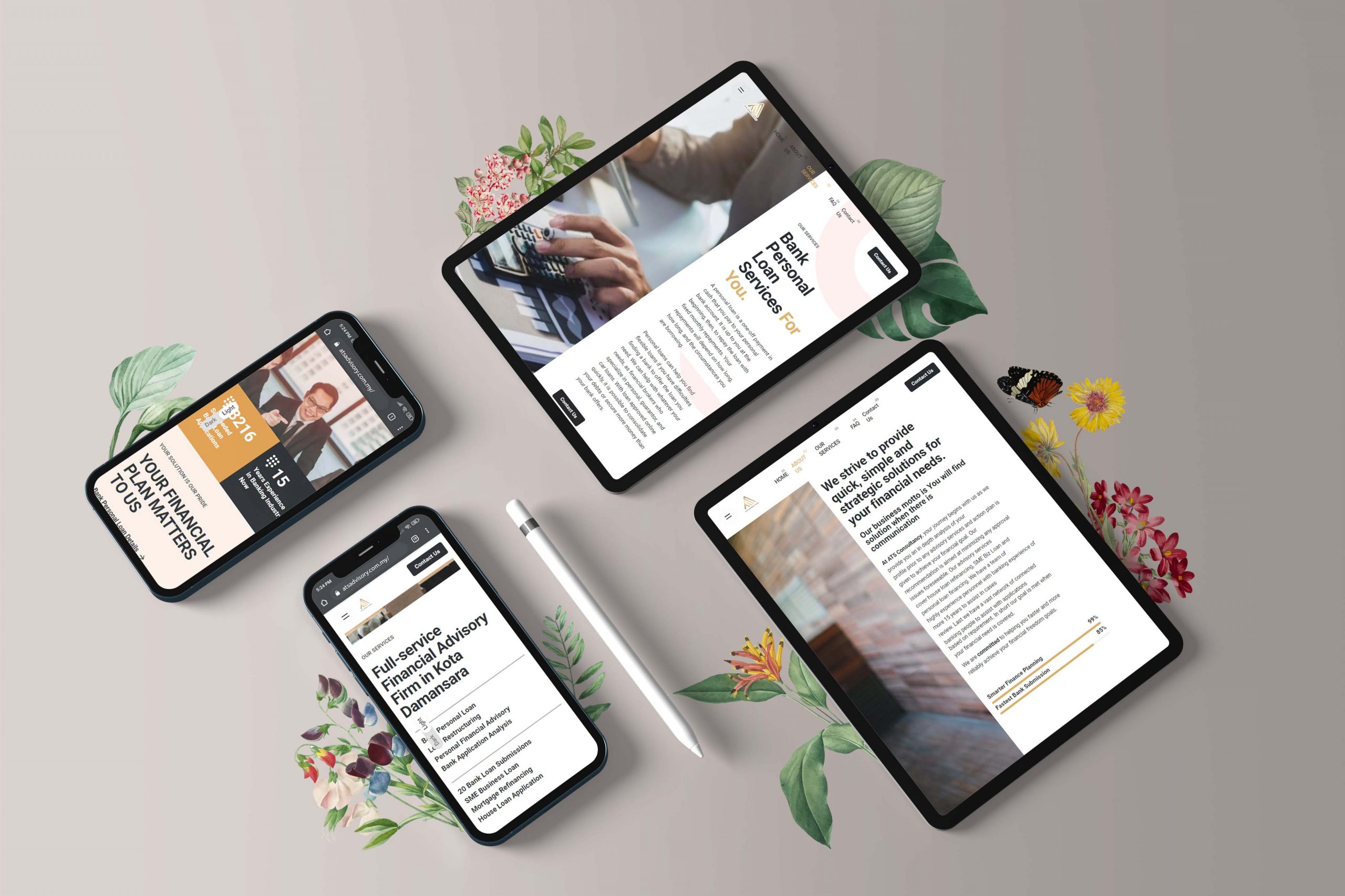 ATS web design portfolio mockup