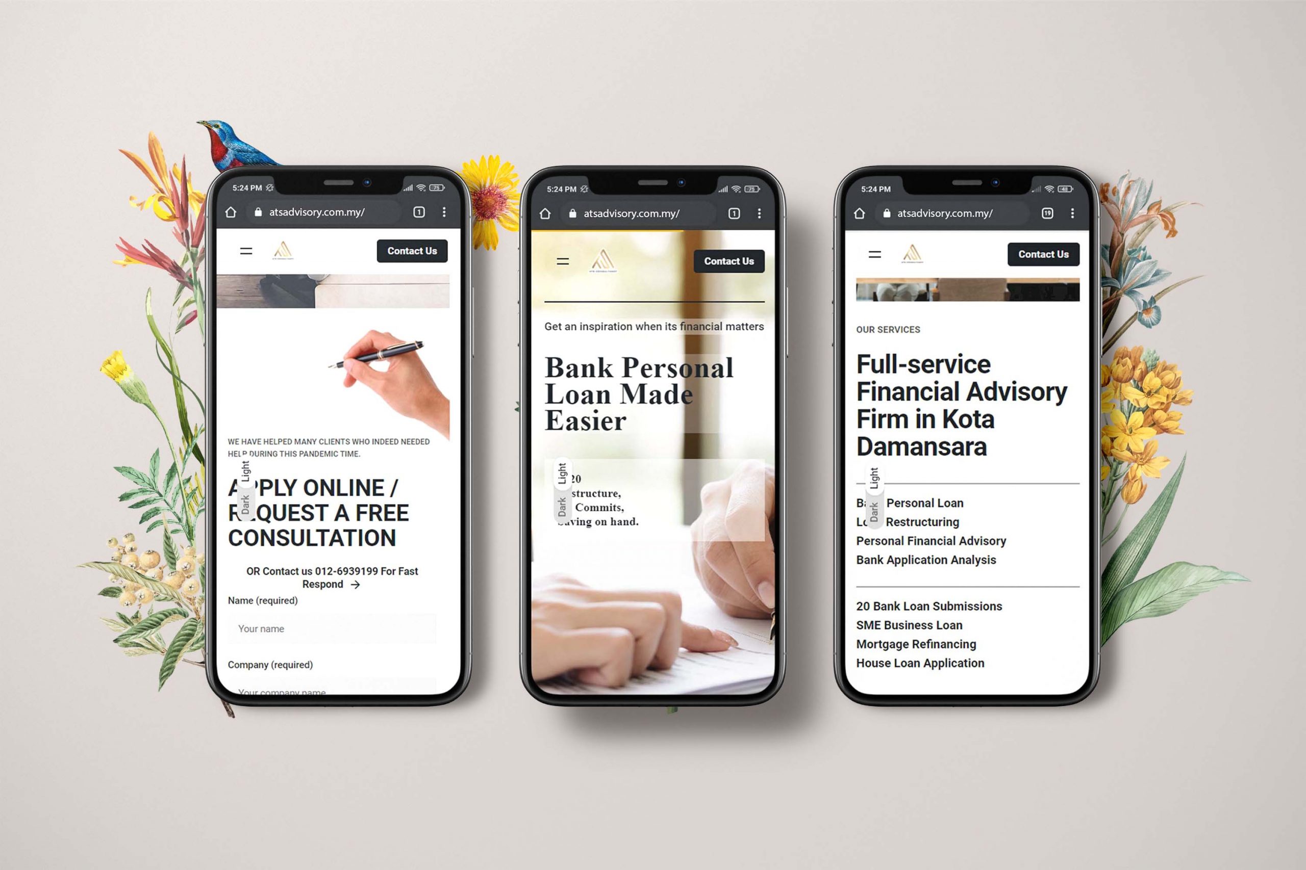 ATS web design portfolio mockup