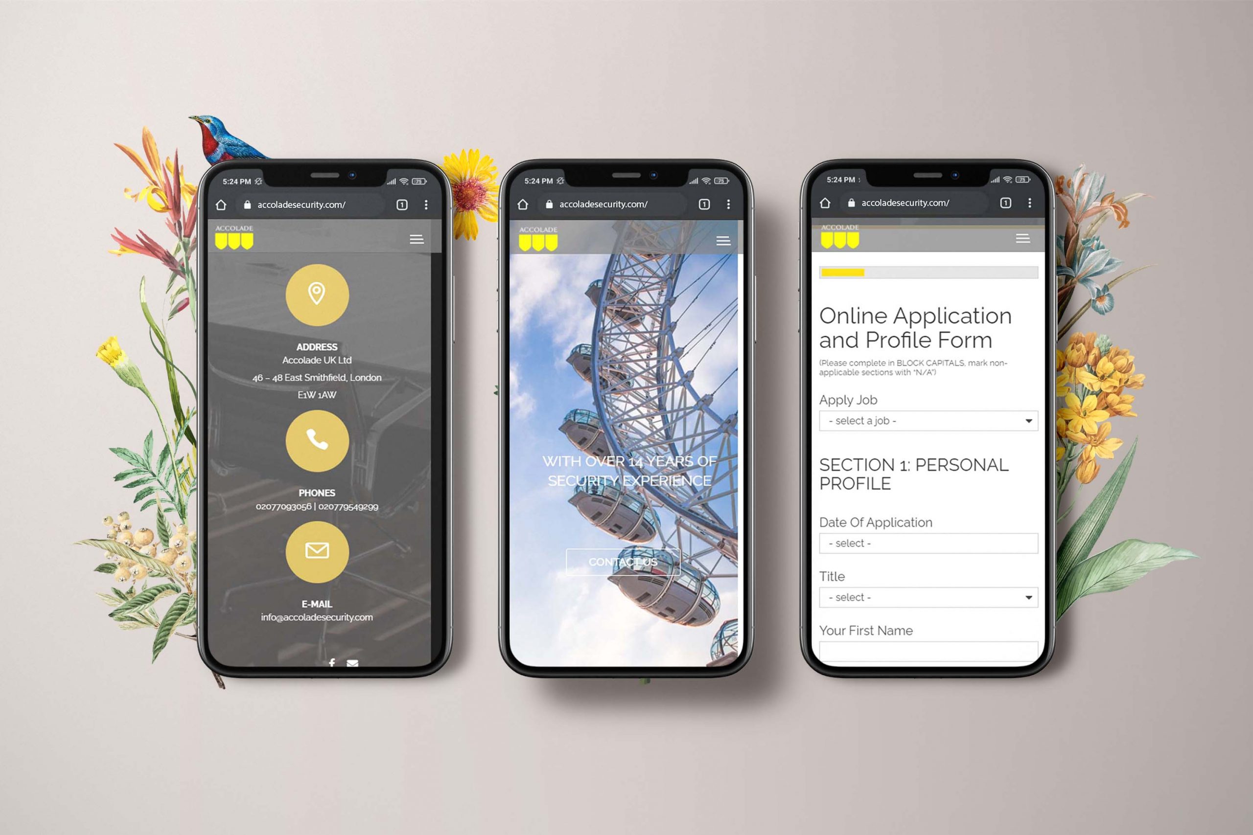 Accolade web design portfolio mockup