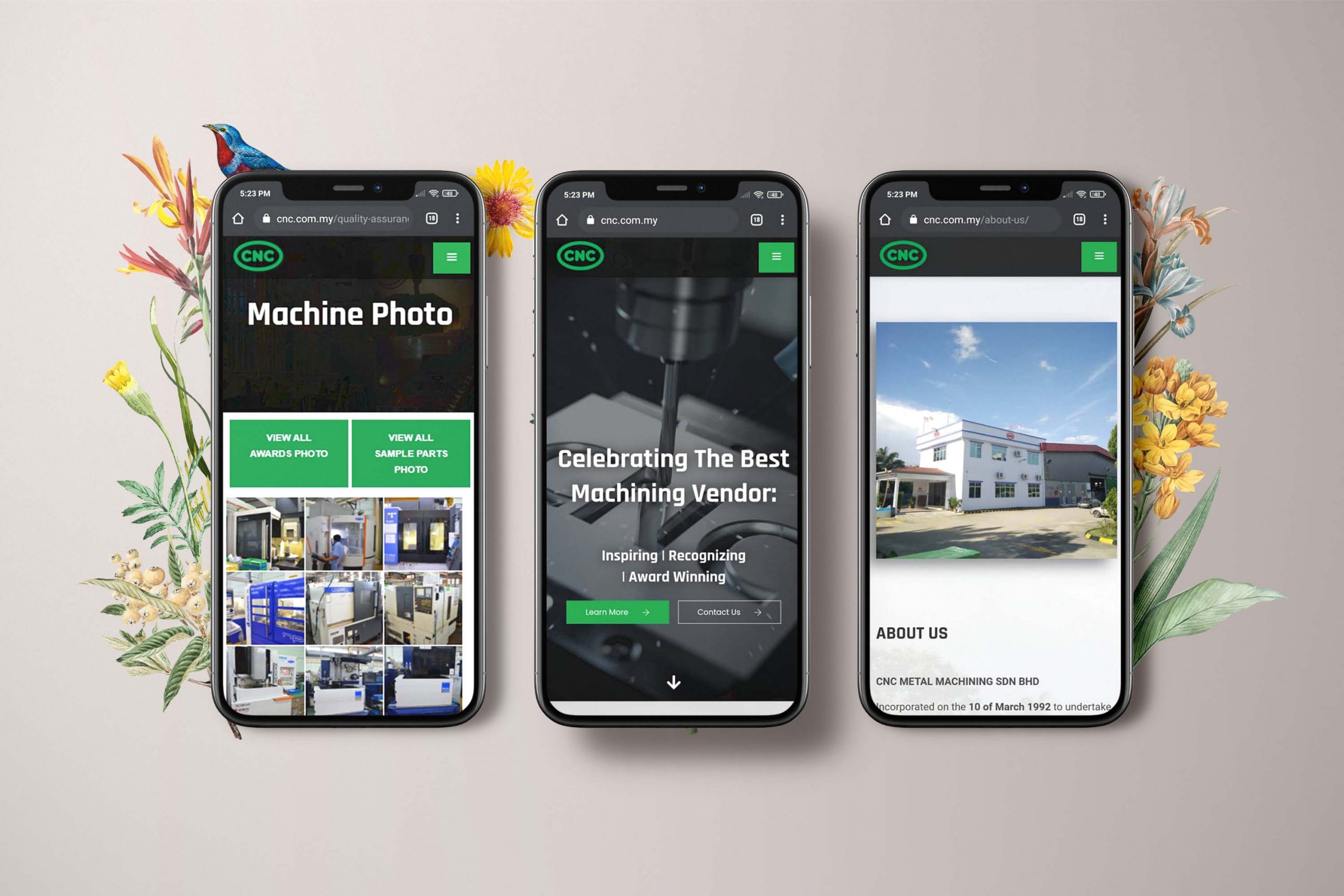 CNC Metal Machining web design portfolio mockup