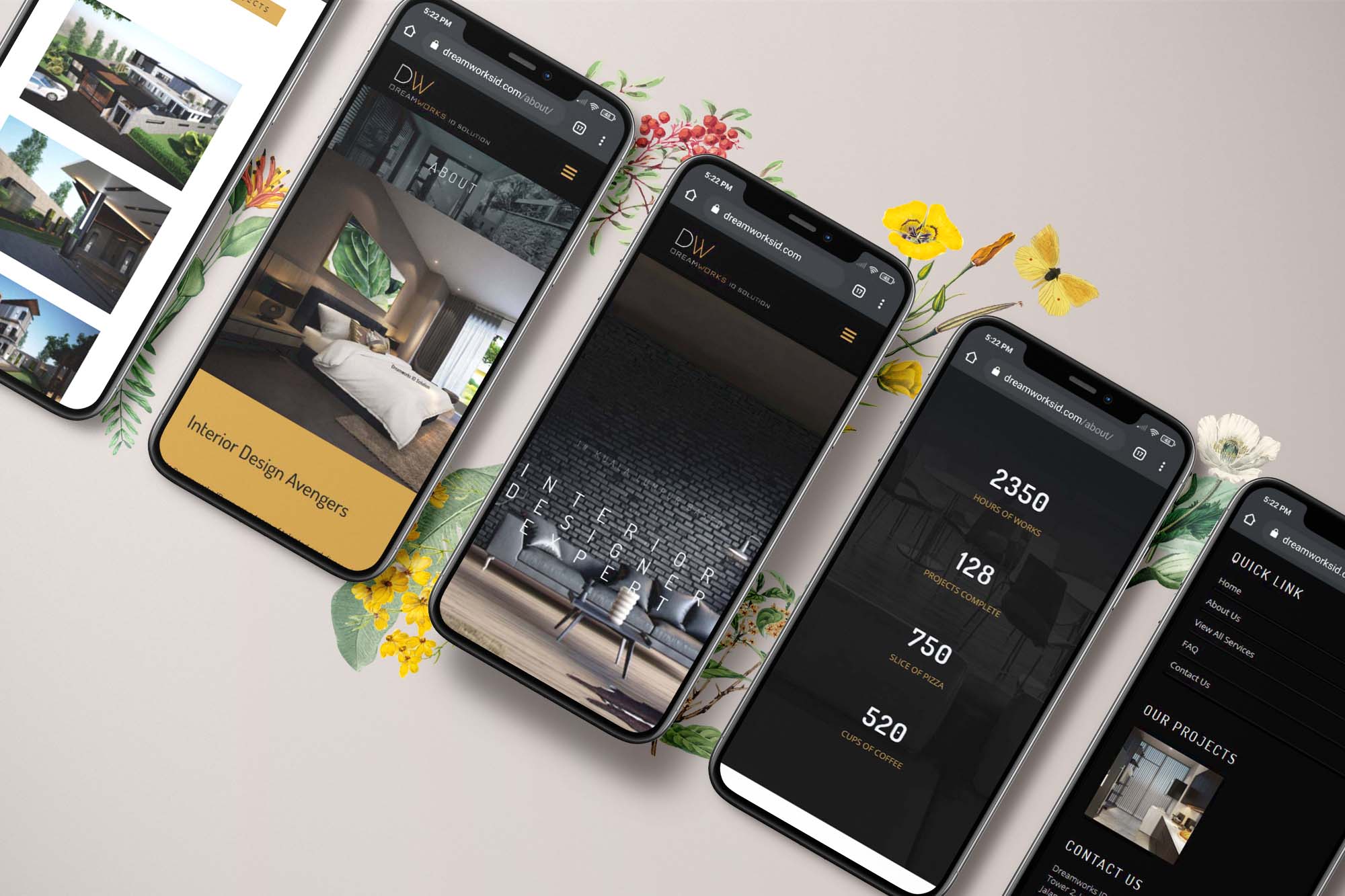 Dreamwork web design portfolio mockup
