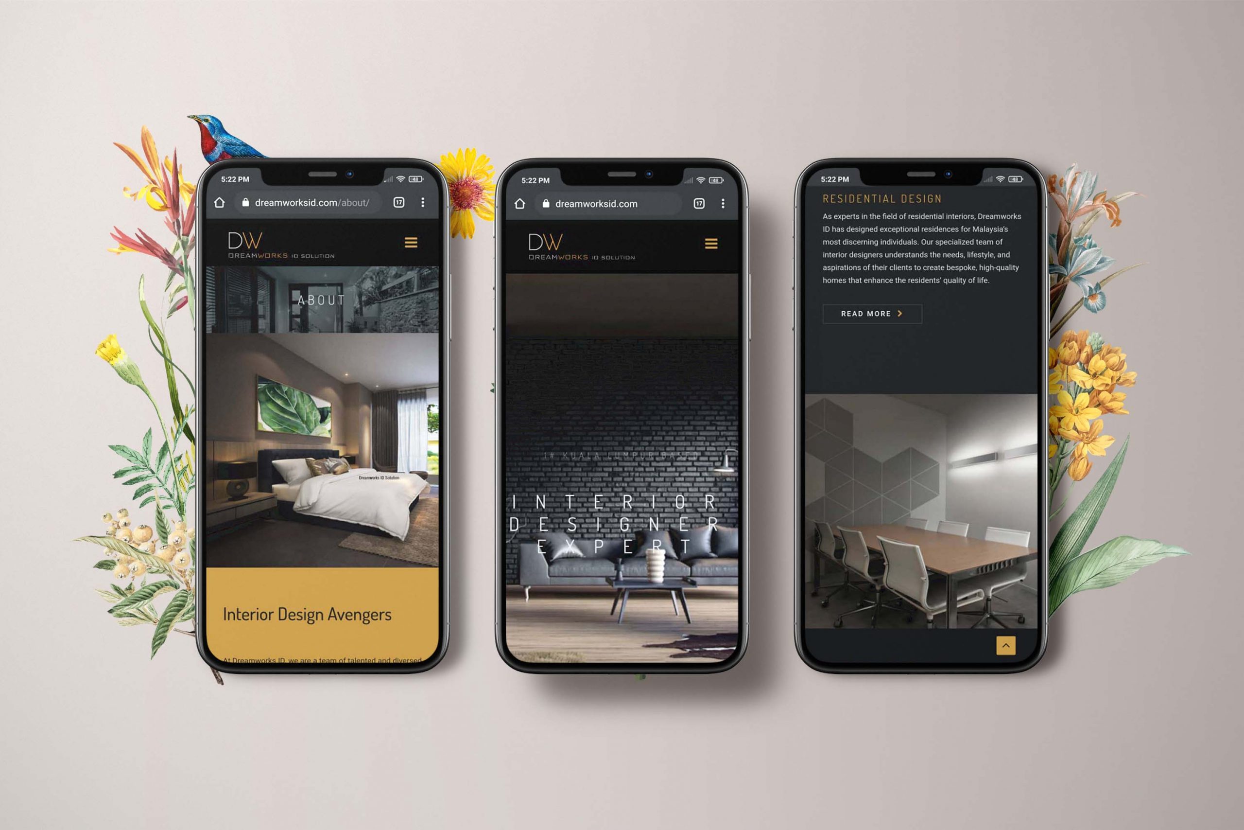 Dreamwork web design portfolio mockup