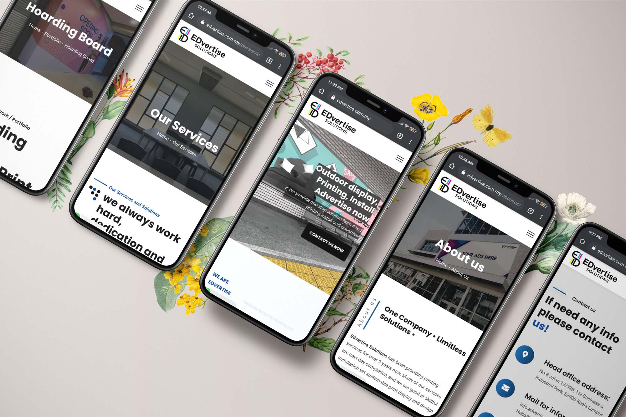Edvertise web design portfolio mockup