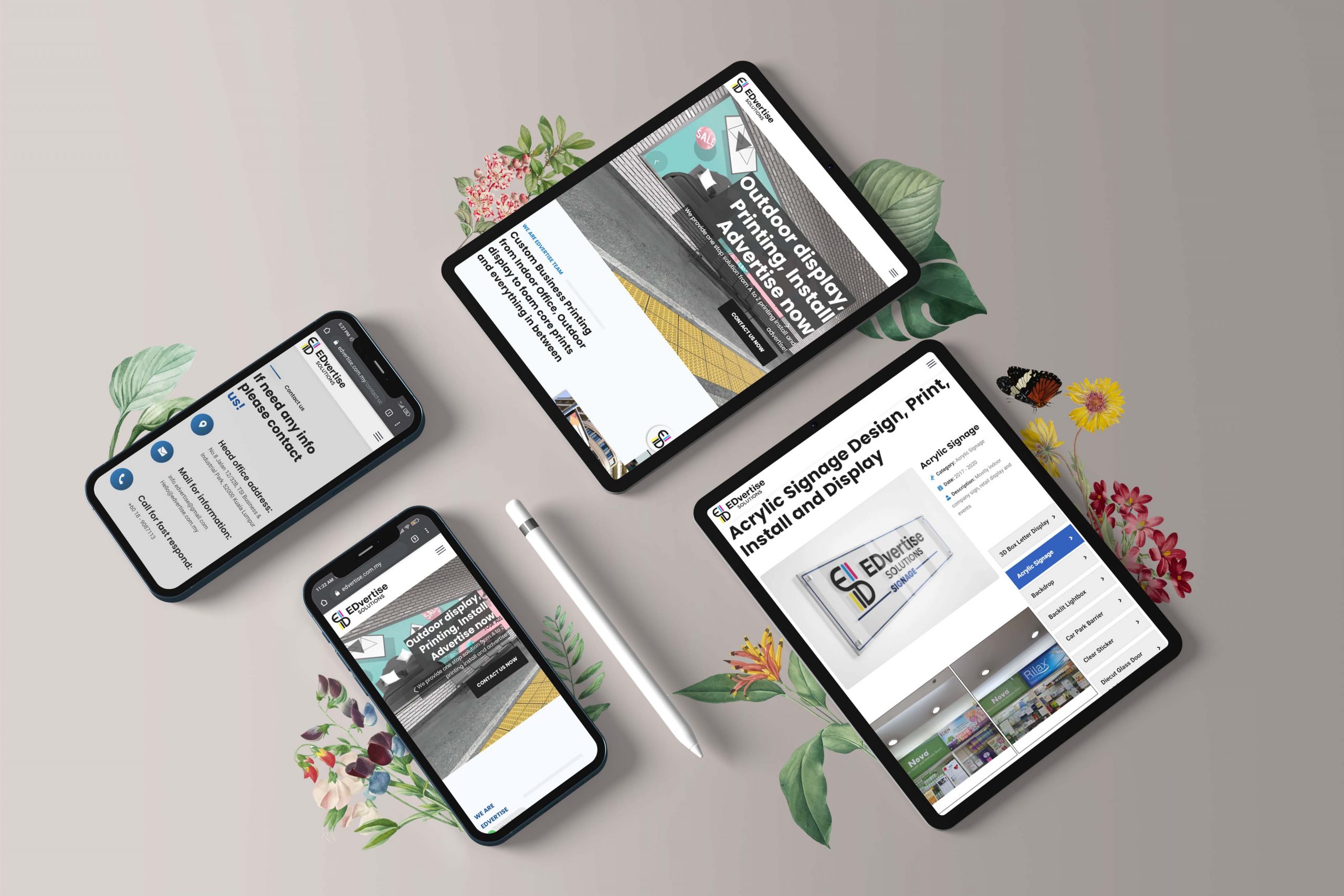 Edvertise web design portfolio mockup