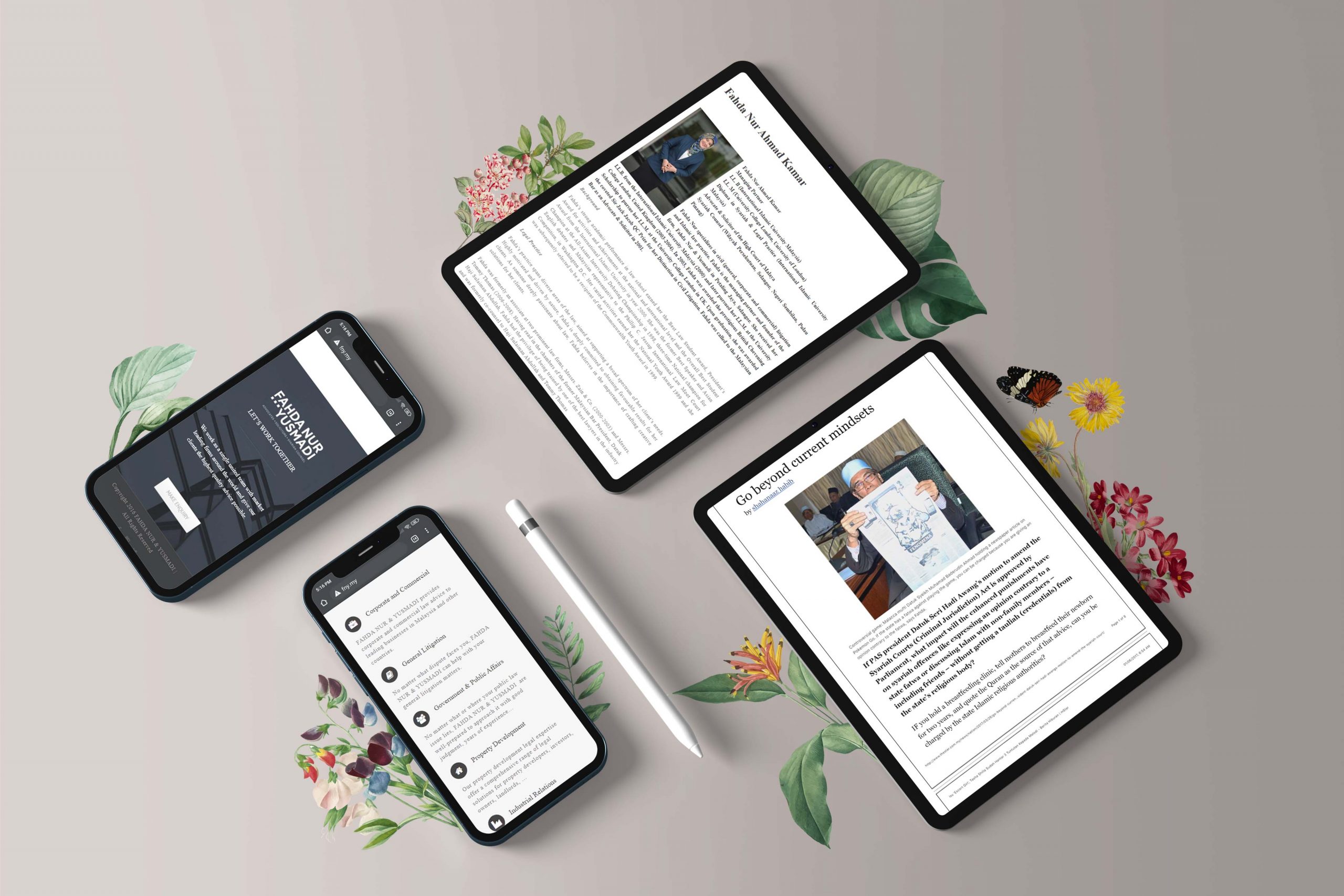 Fahda Nur Yusmadi web design portfolio mockup