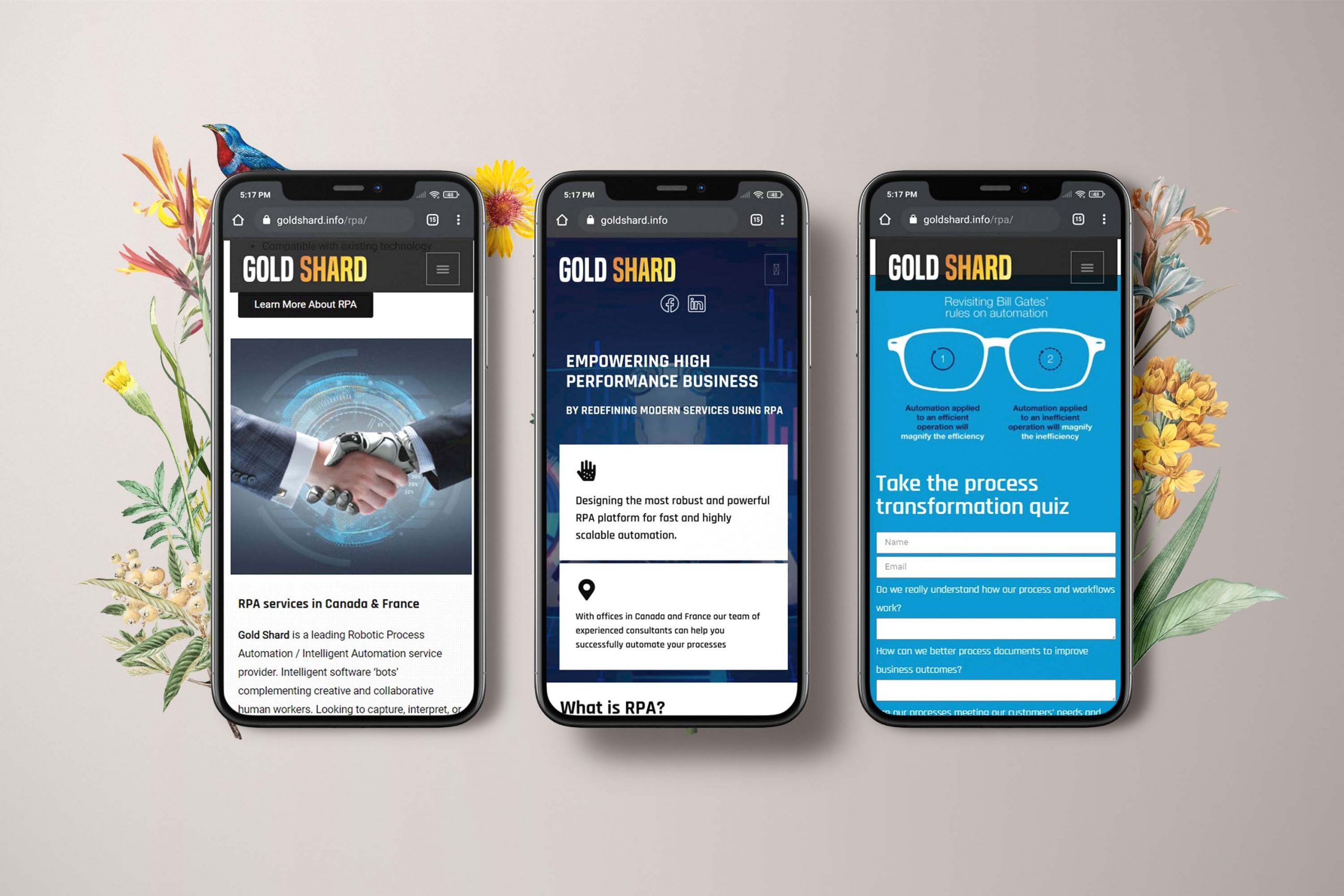 Gold Shard web design portfolio mockup