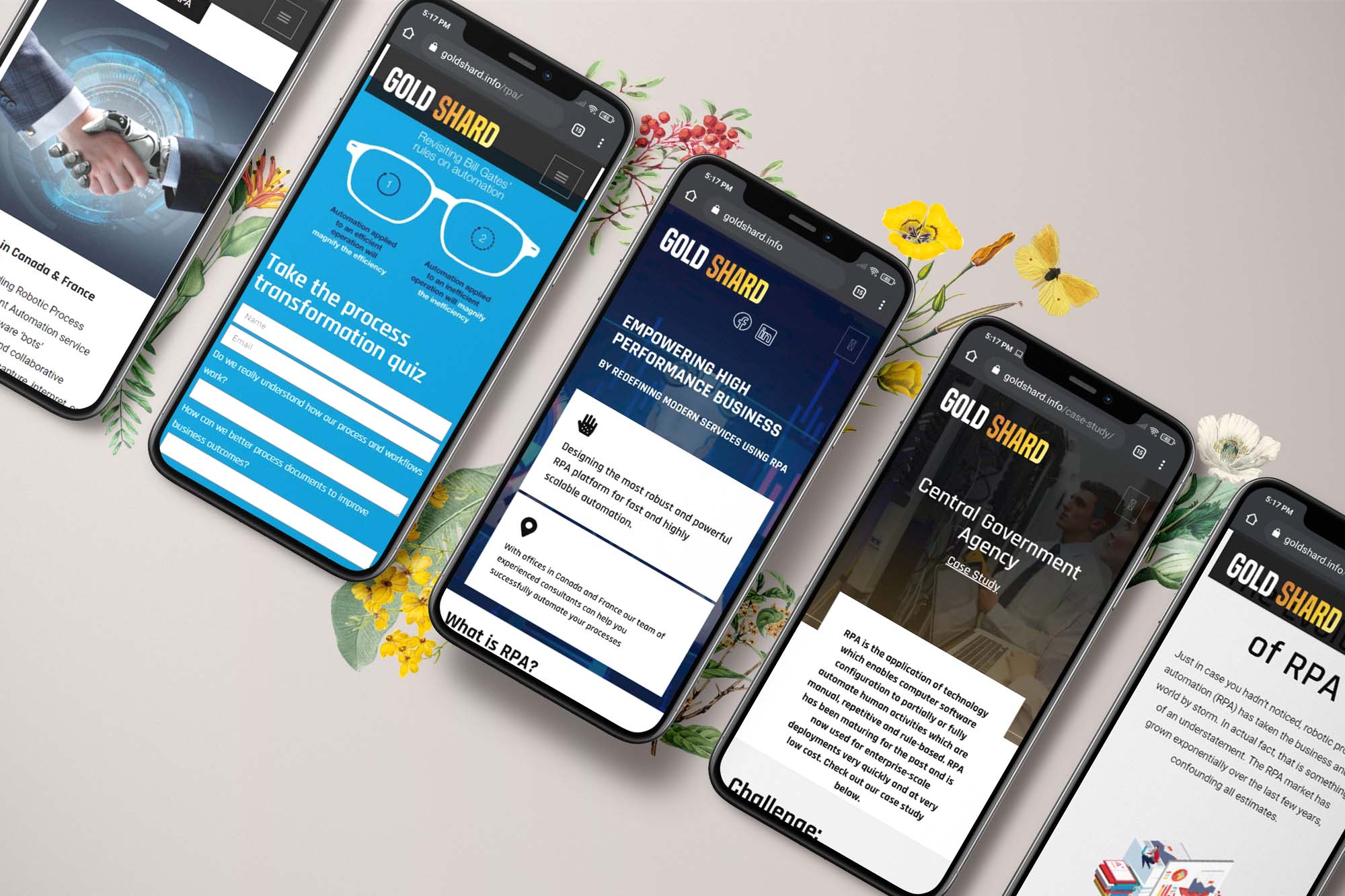 Gold Shard web design portfolio mockup