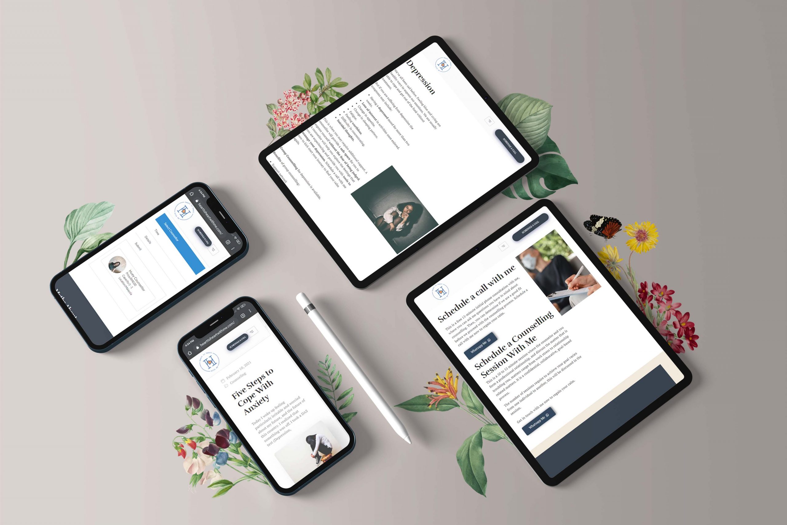 Heart2heart web design portfolio mockup