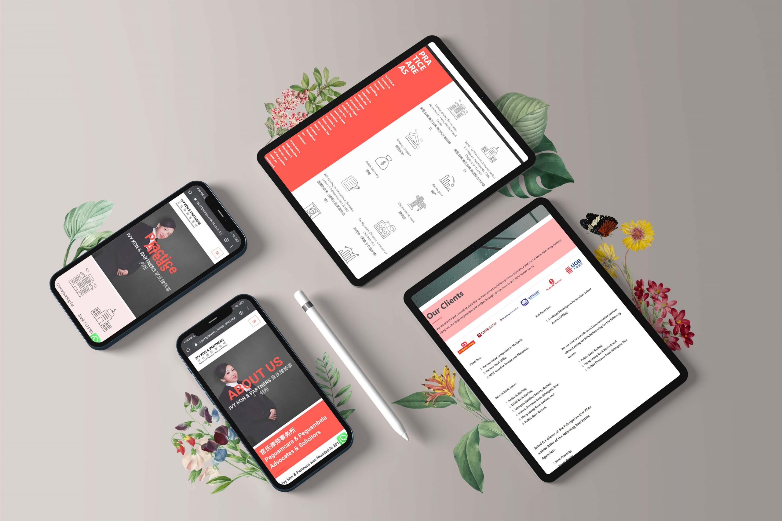 Ivy Kon & Partners web design portfolio mockup