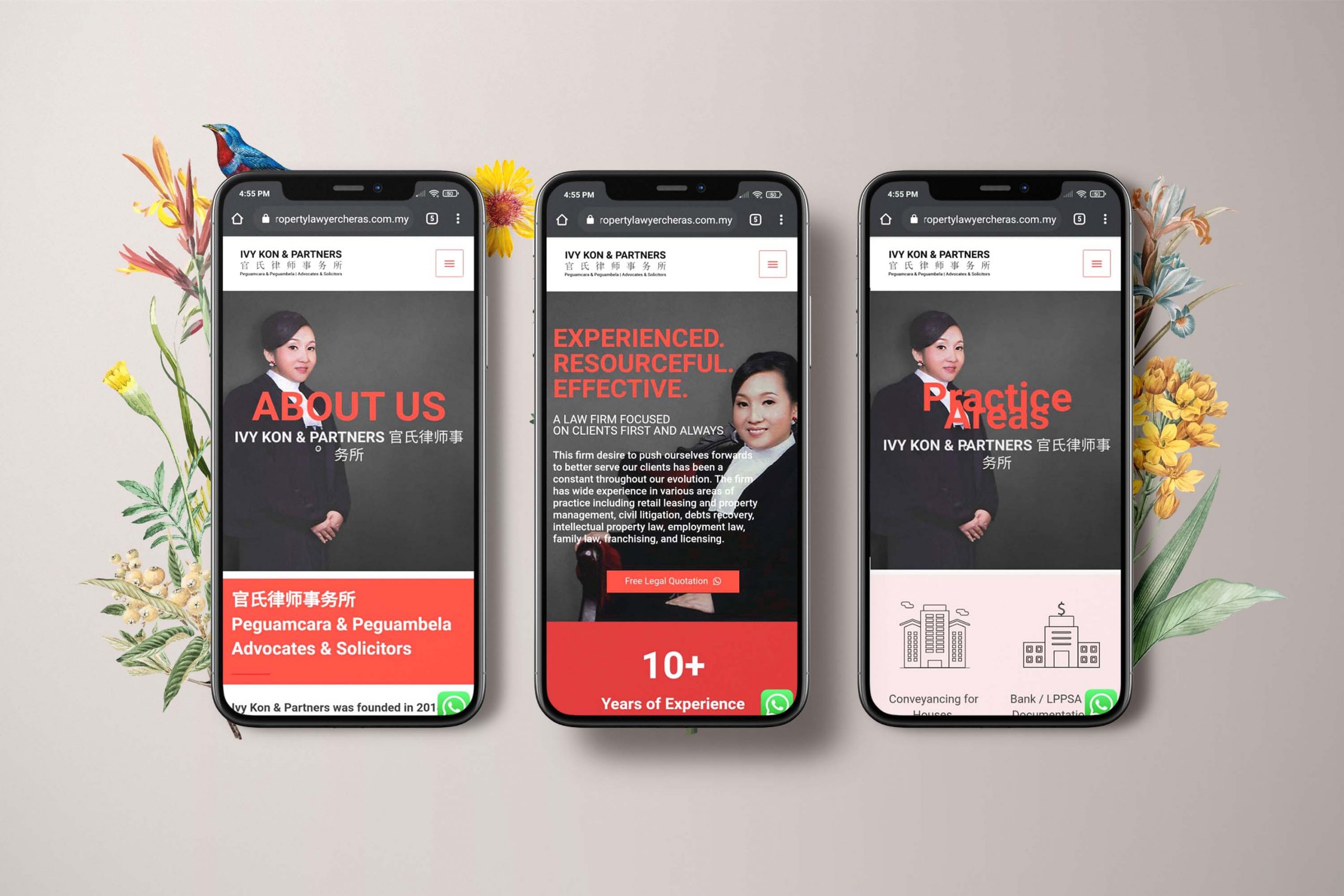 Ivy Kon & Partners web design portfolio mockup