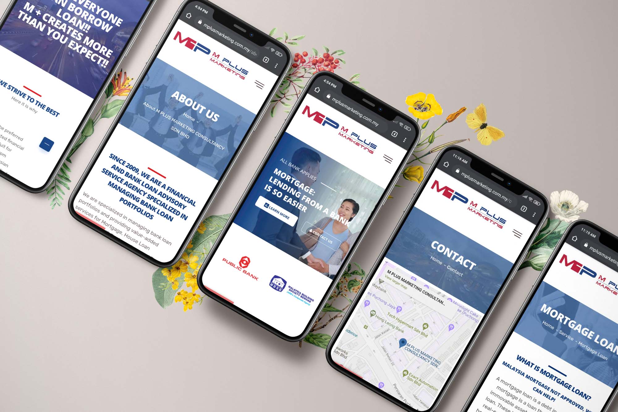 MPLUS web design portfolio mockup