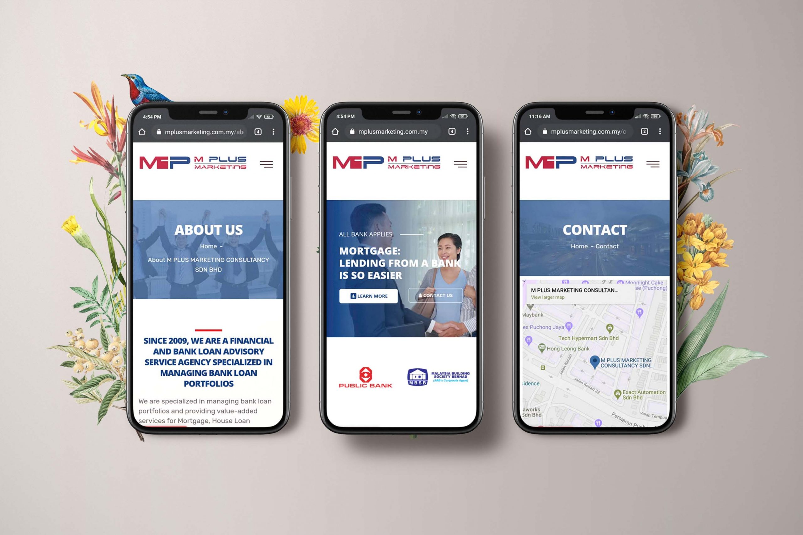 MPLUS web design portfolio mockup