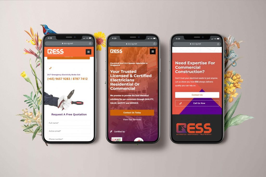 Mobile Mockup of ESS website portfolio 1