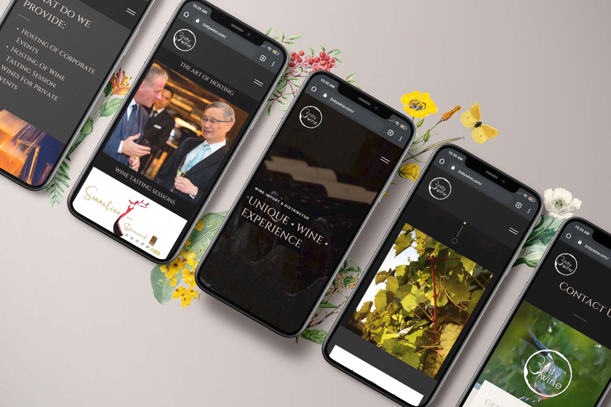 3nity wines web design portfolio mockup