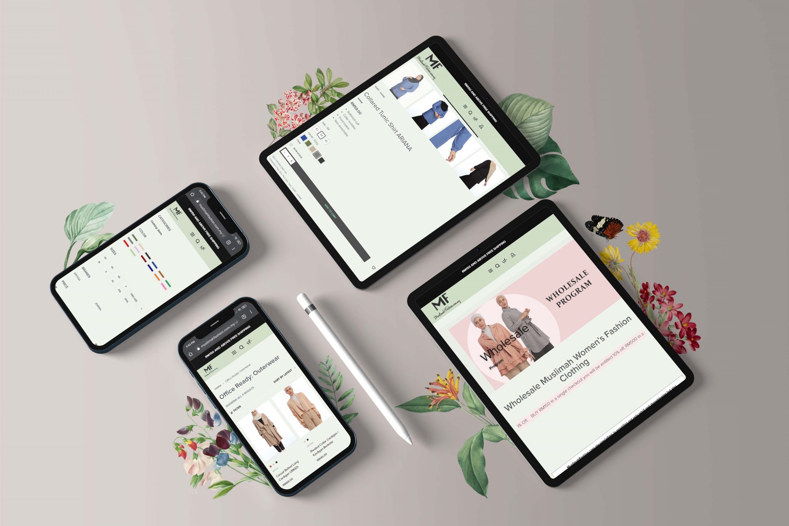 Muslimah Fashion web design portfolio mockup