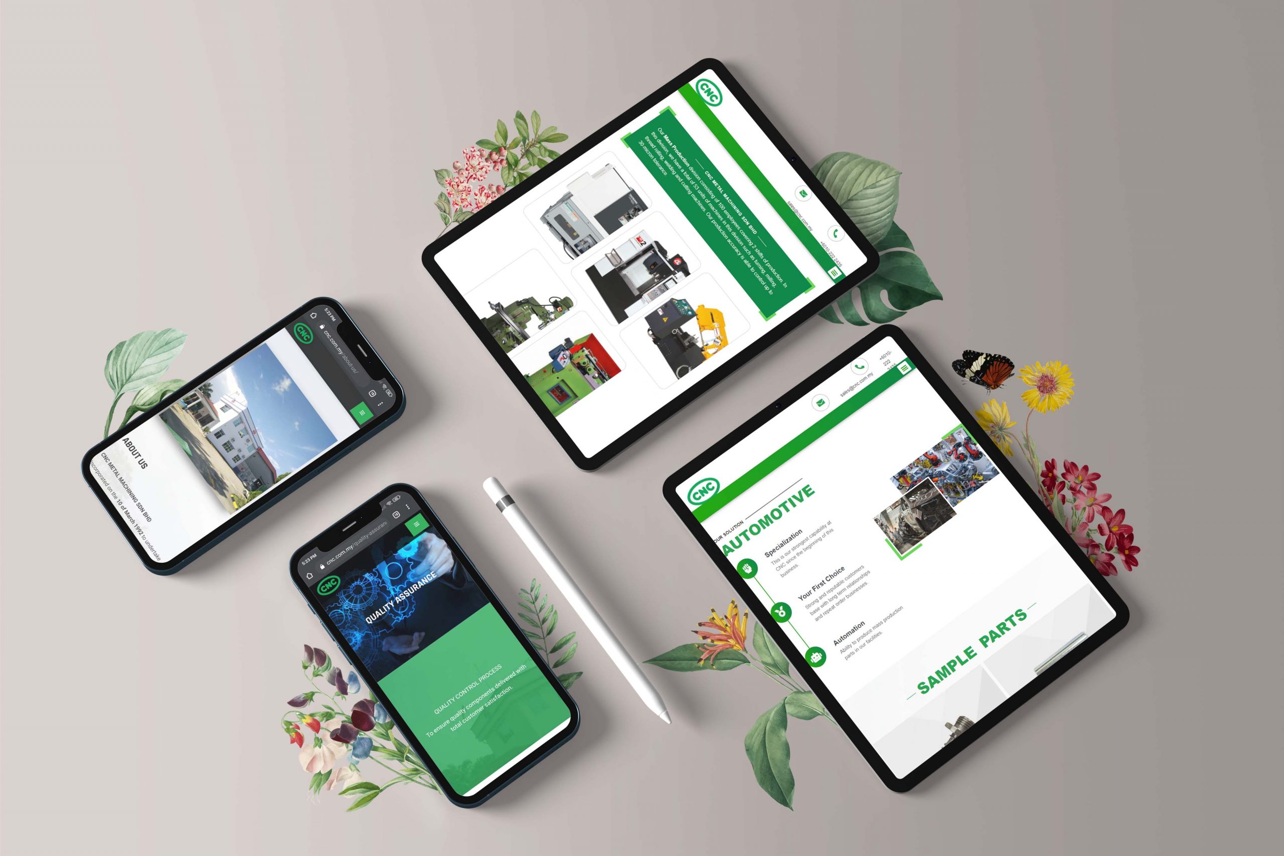 CNC Metal Machining web design portfolio mockup