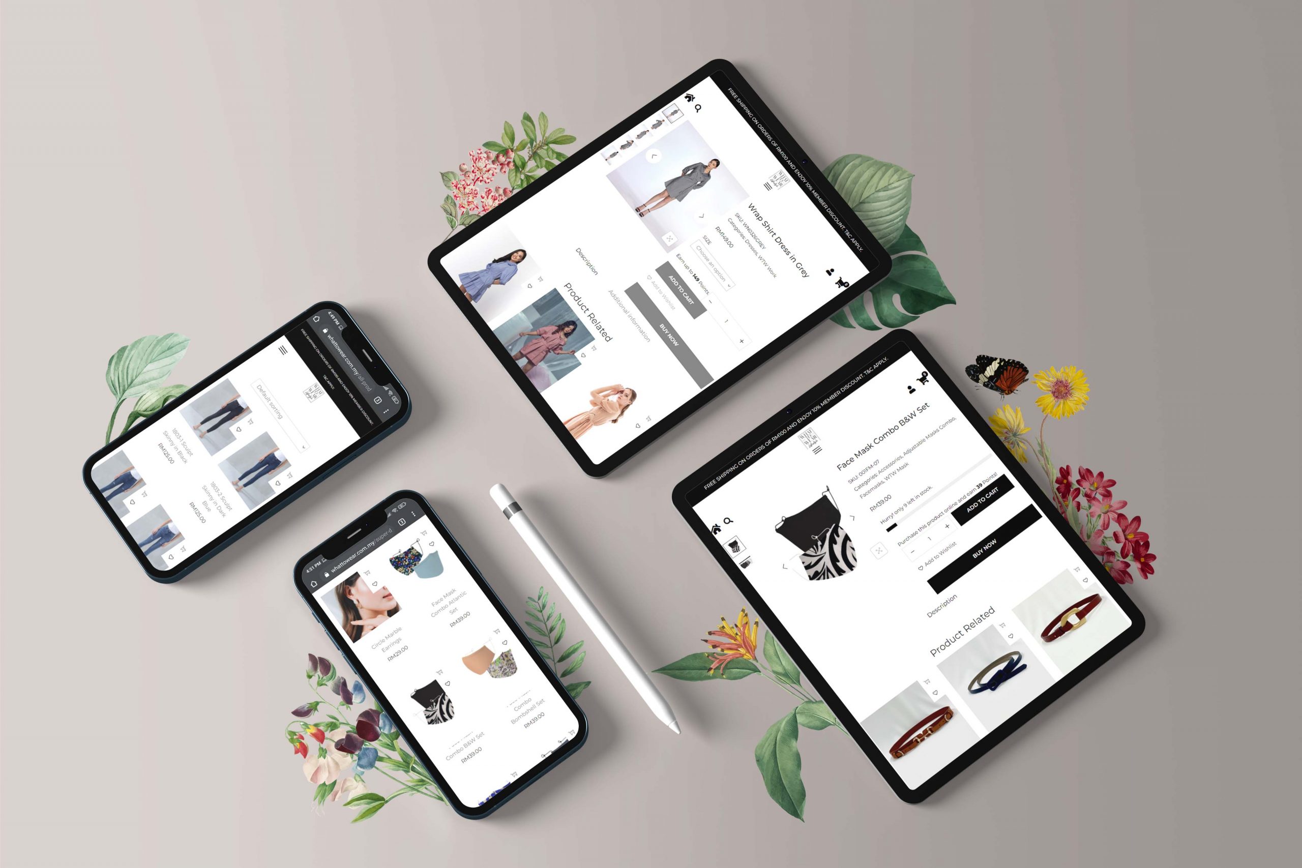 What to Wear web design portfolio mockup